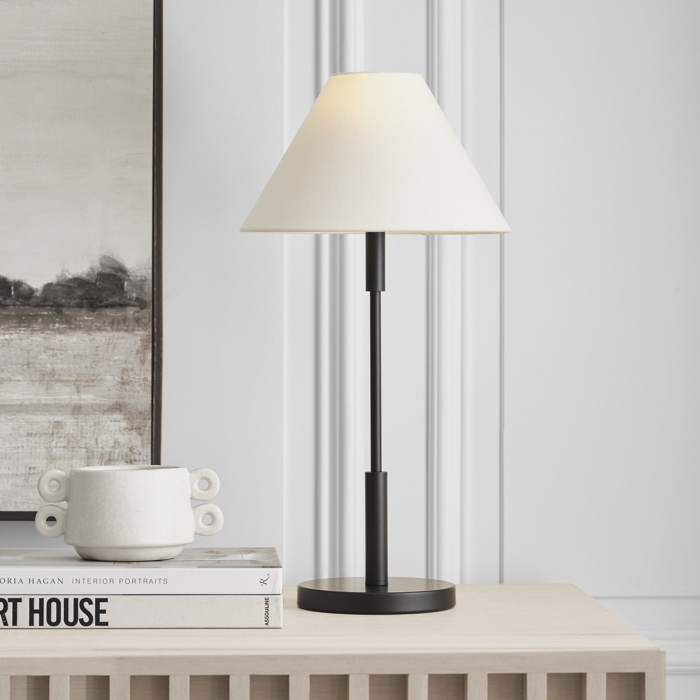 Porteau Medium Table Lamp Midnight Black Bulbs Inc