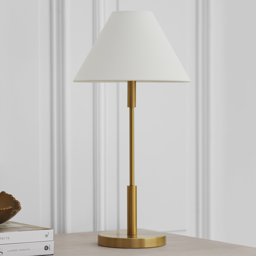 Porteau Medium Table Lamp Satin Brass Bulbs Inc