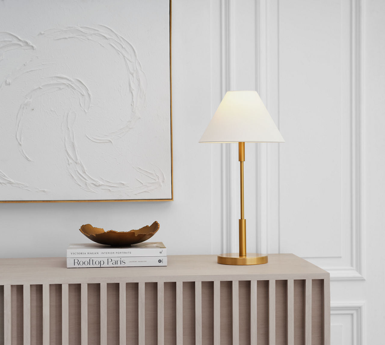 Porteau Medium Table Lamp Satin Brass Bulbs Inc