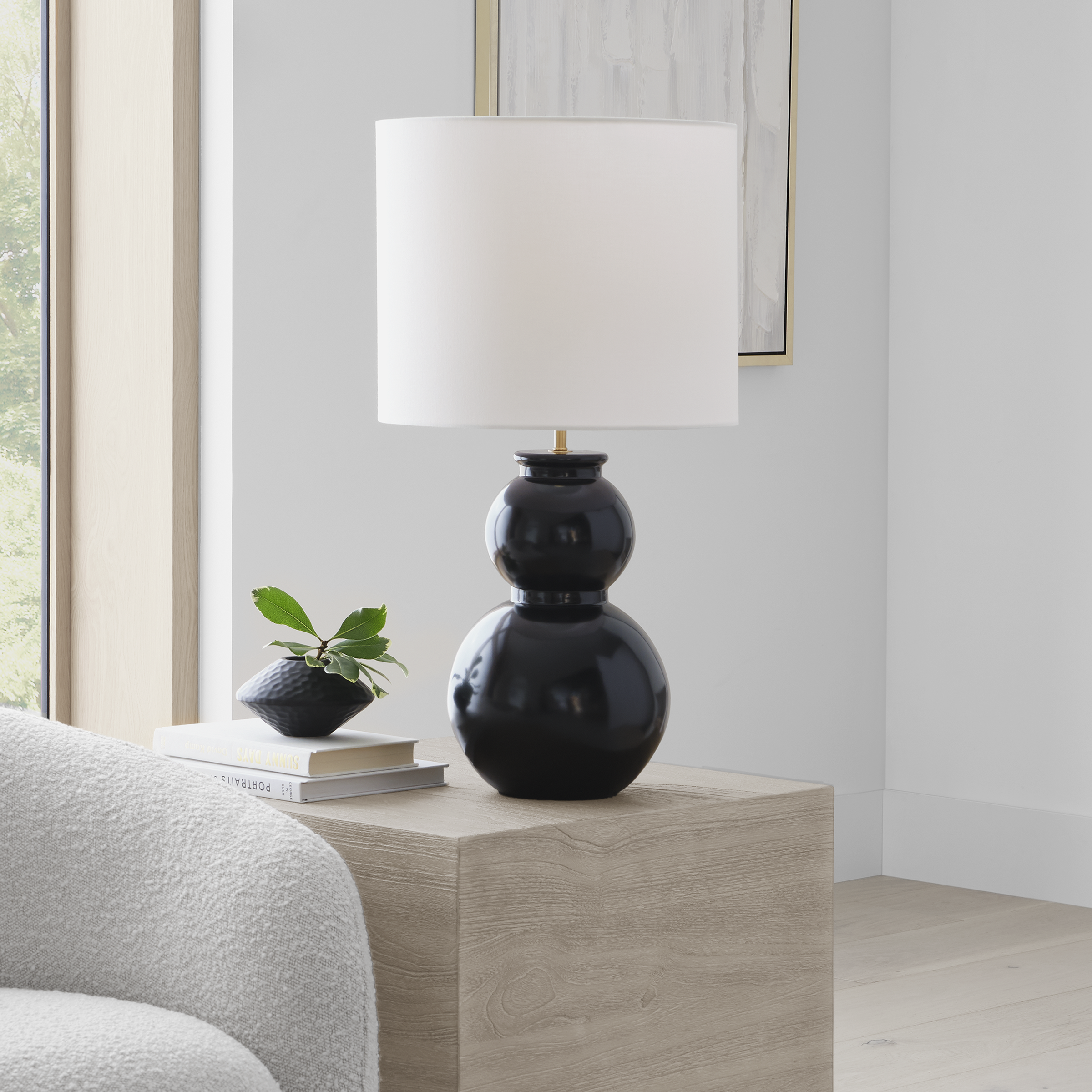 Buckley Medium Table Lamp Gloss Black Bulbs Inc