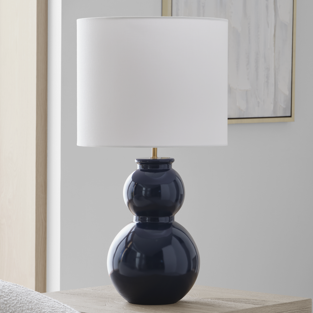 Buckley Medium Table Lamp Gloss Navy Bulbs Inc