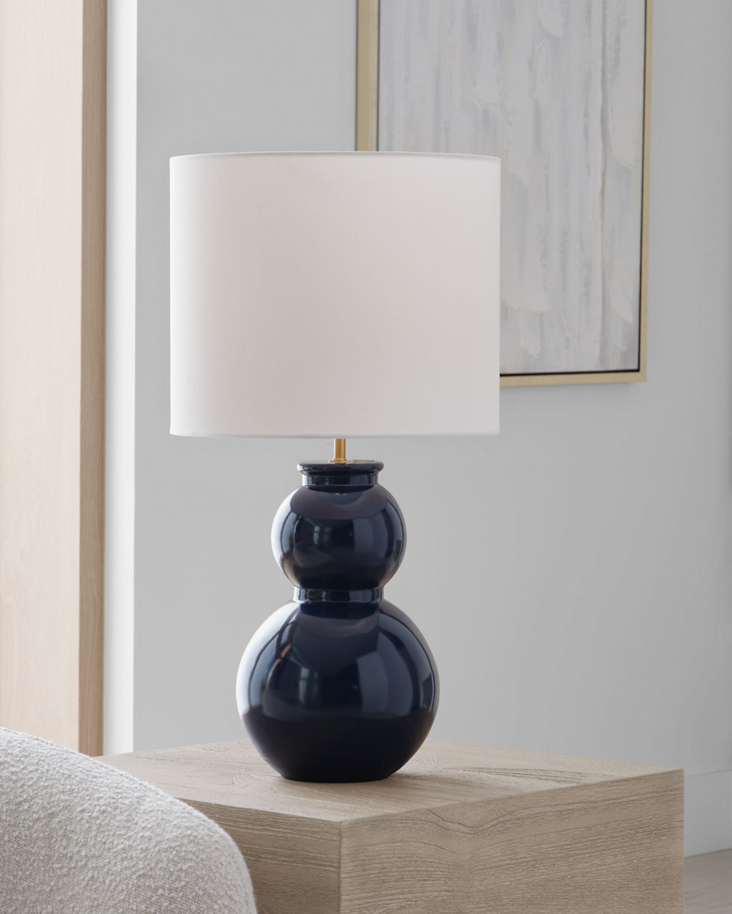 Buckley Medium Table Lamp Gloss Navy Bulbs Inc