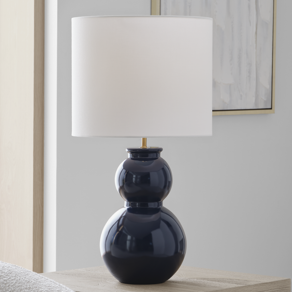 Buckley Medium Table Lamp Gloss Navy Bulbs Inc