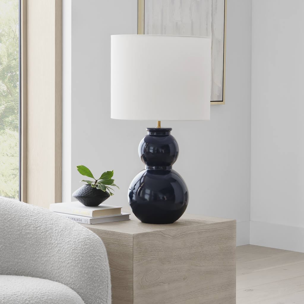 Buckley Medium Table Lamp Gloss Navy Bulbs Inc