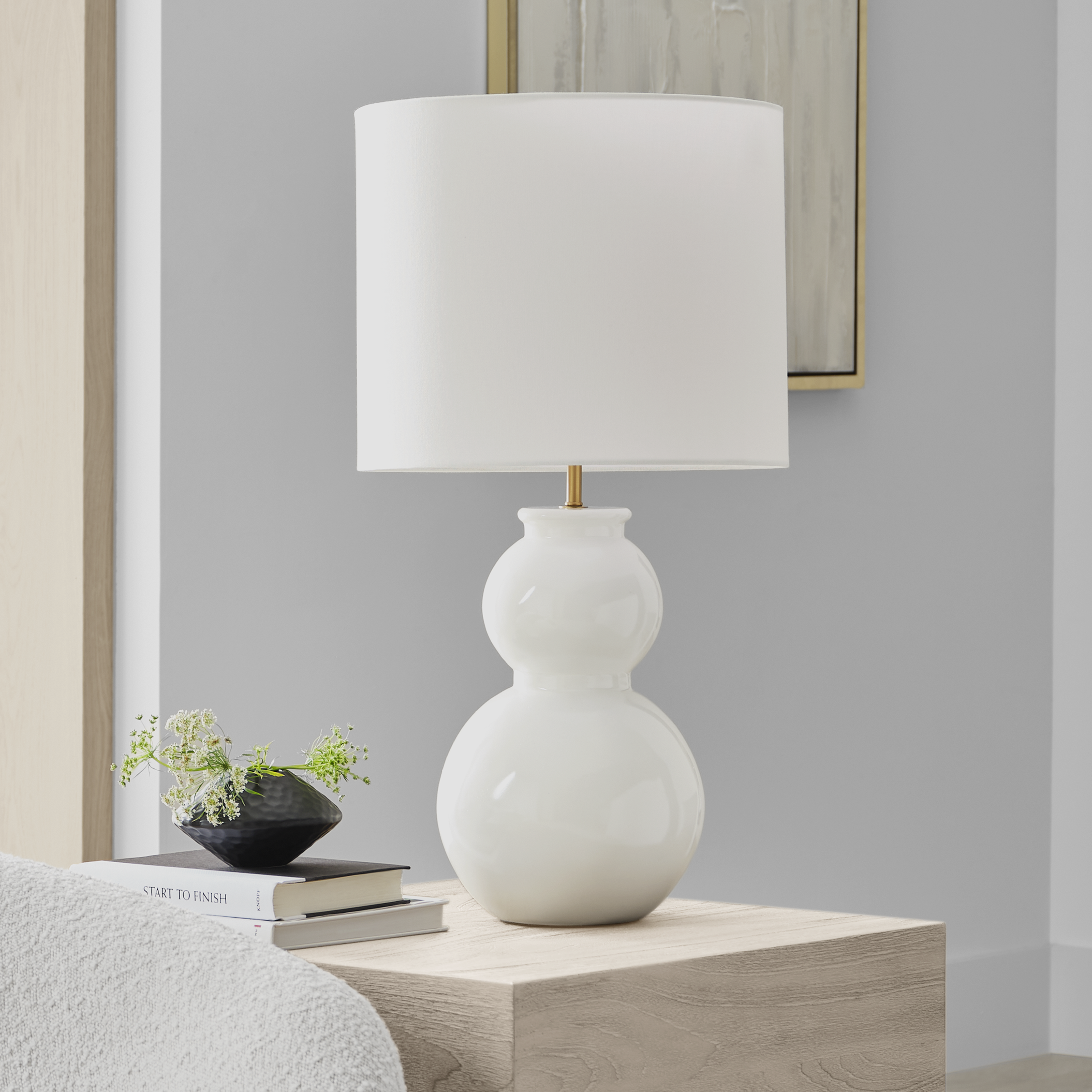 Buckley Medium Table Lamp Gloss White Bulbs Inc