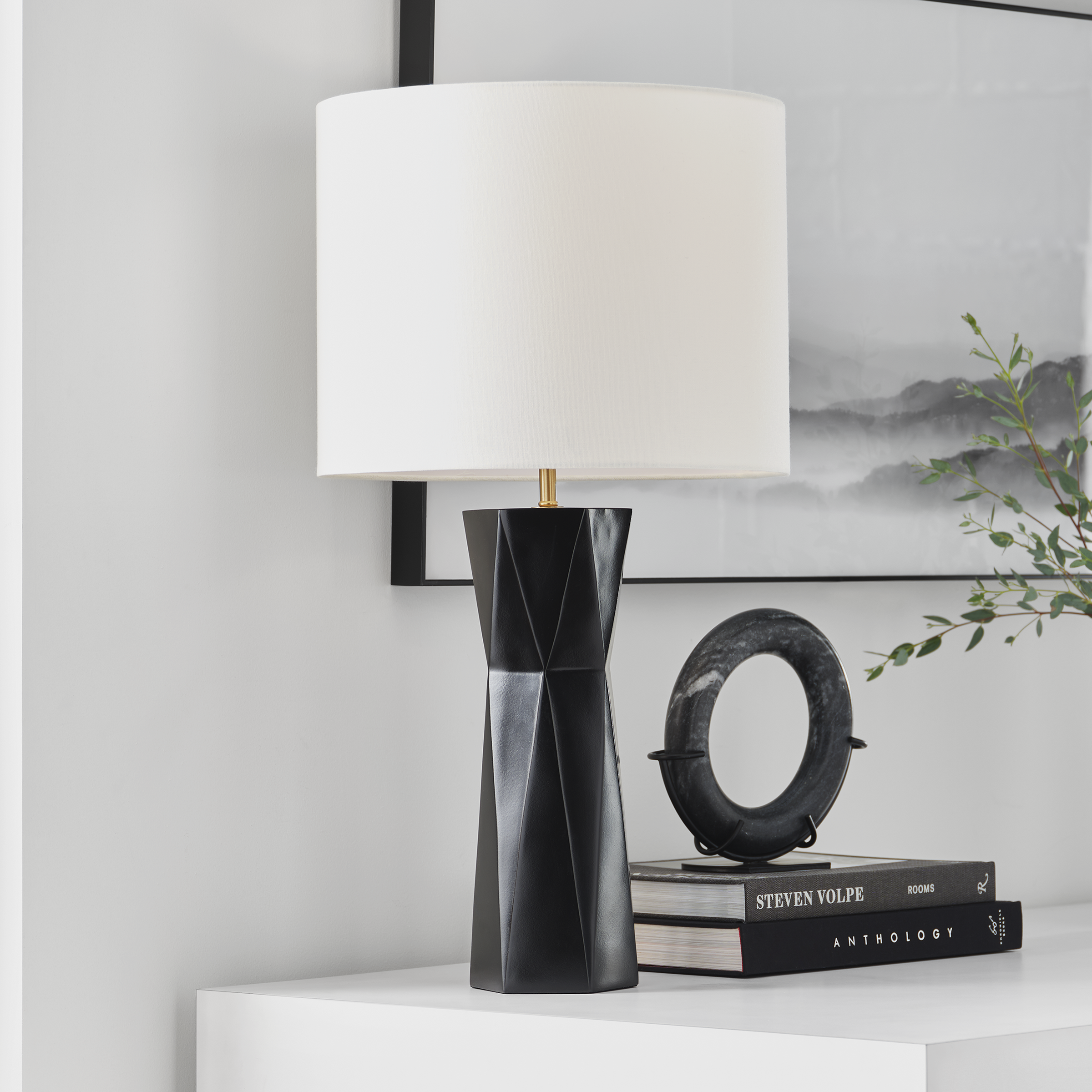 Fernwood Medium Table Lamp Gloss Black Bulbs Inc
