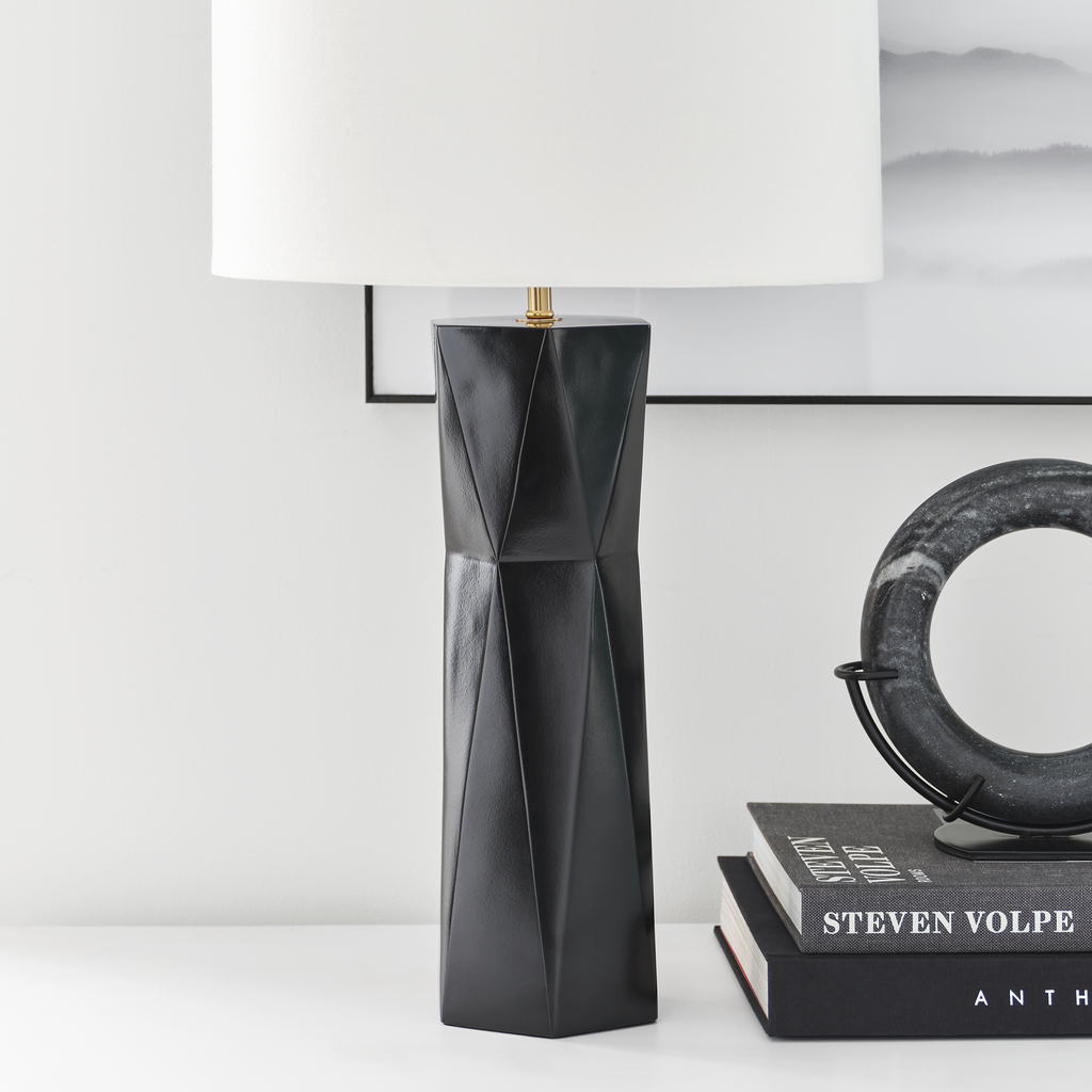 Fernwood Medium Table Lamp Gloss Black Bulbs Inc