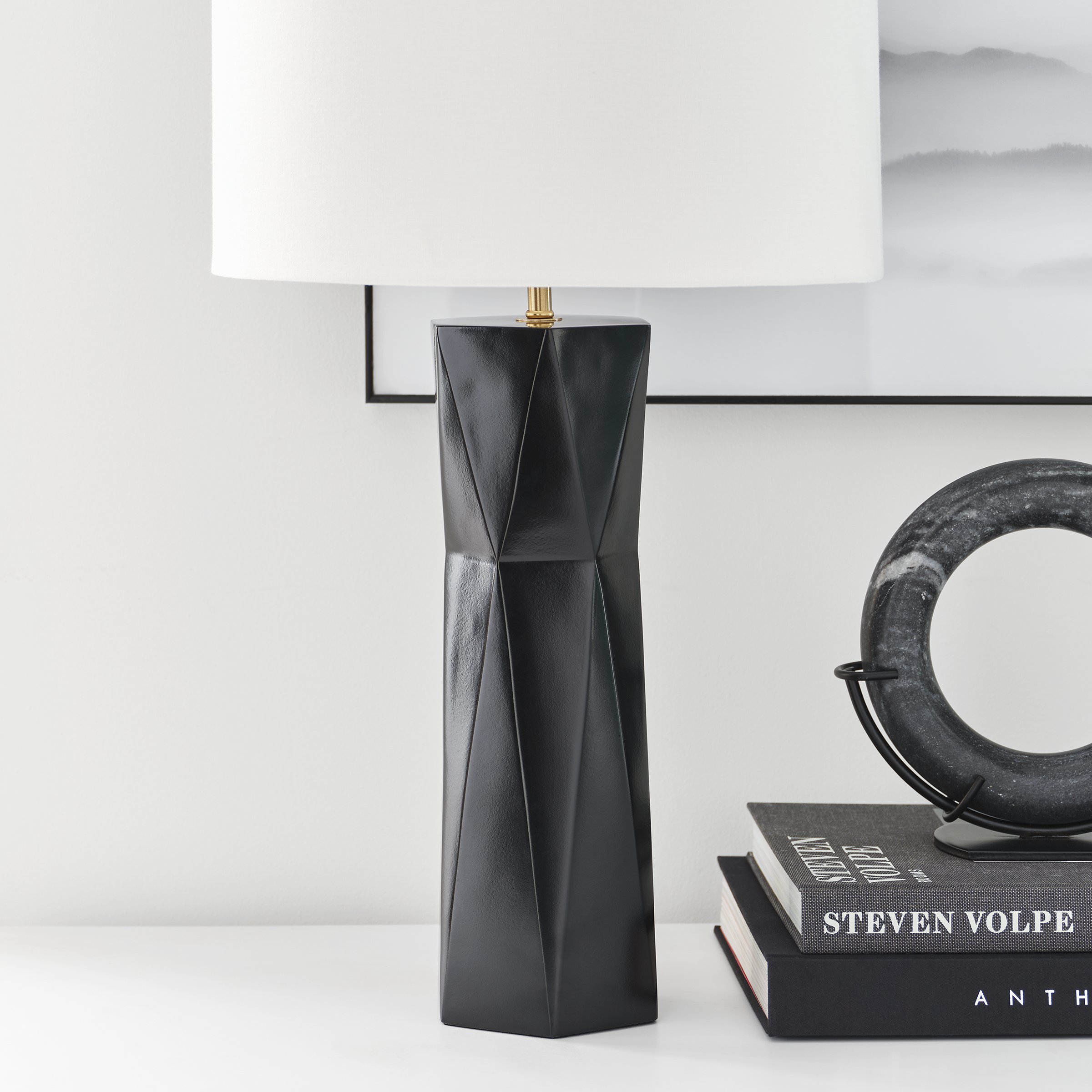 Fernwood Medium Table Lamp Gloss Black Bulbs Inc