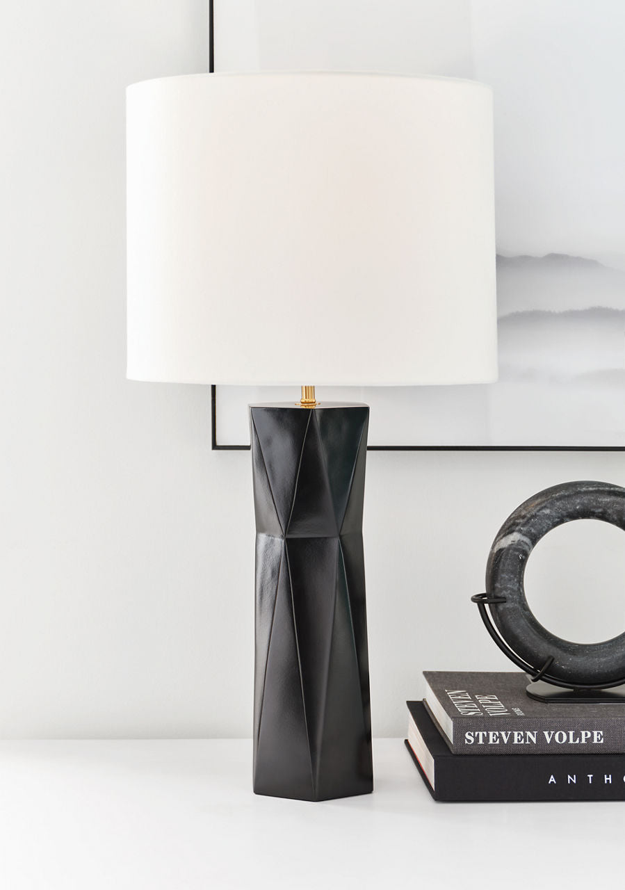 Fernwood Medium Table Lamp Gloss Black Bulbs Inc