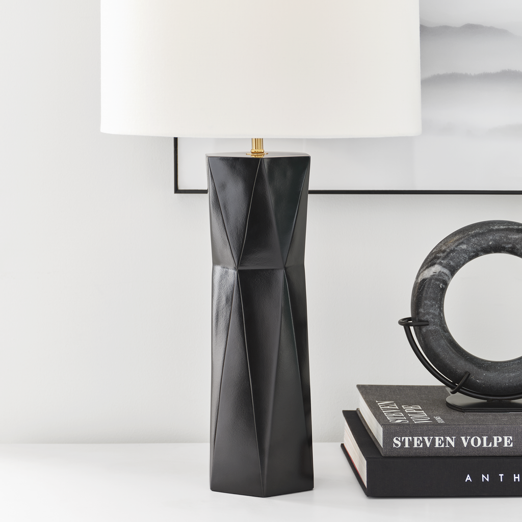 Fernwood Medium Table Lamp Gloss Black Bulbs Inc