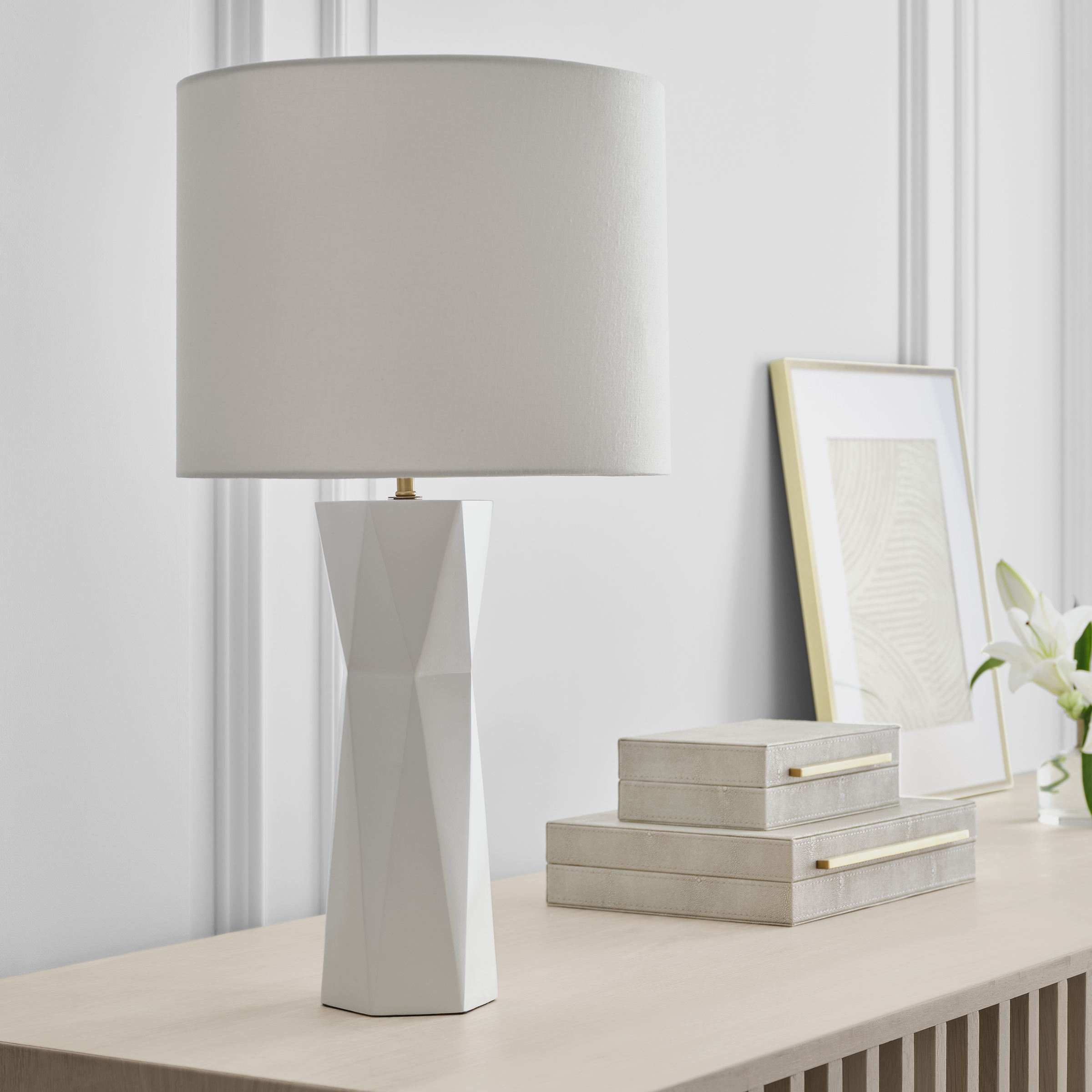 Fernwood Medium Table Lamp Gloss White Bulbs Inc