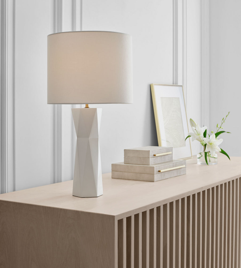 Fernwood Medium Table Lamp Gloss White Bulbs Inc