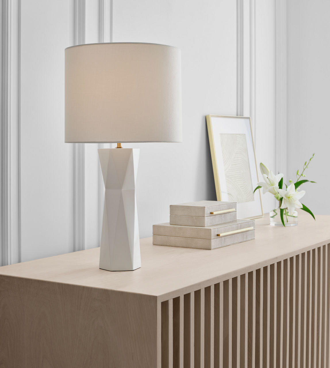 Fernwood Medium Table Lamp Gloss White Bulbs Inc
