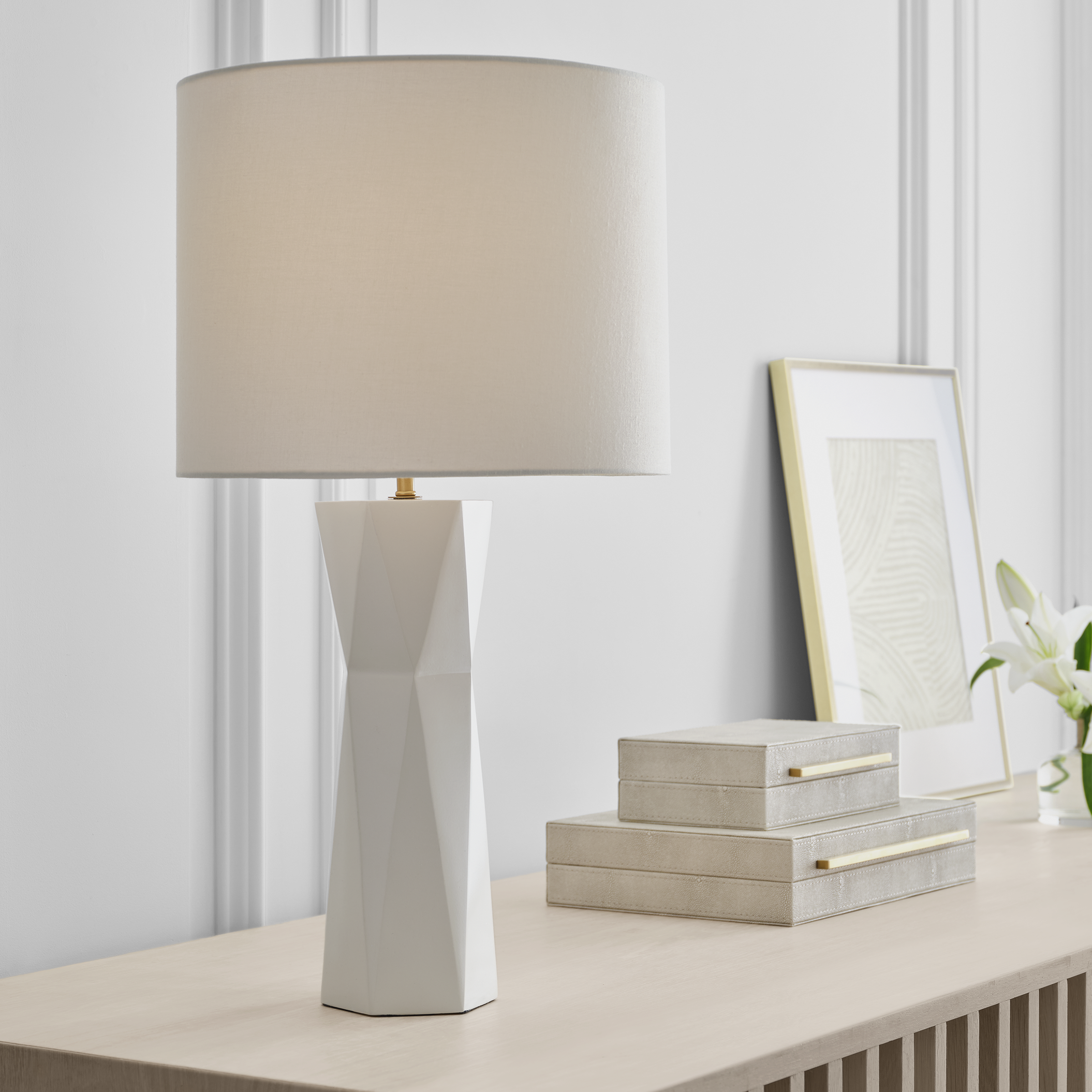 Fernwood Medium Table Lamp Gloss White Bulbs Inc
