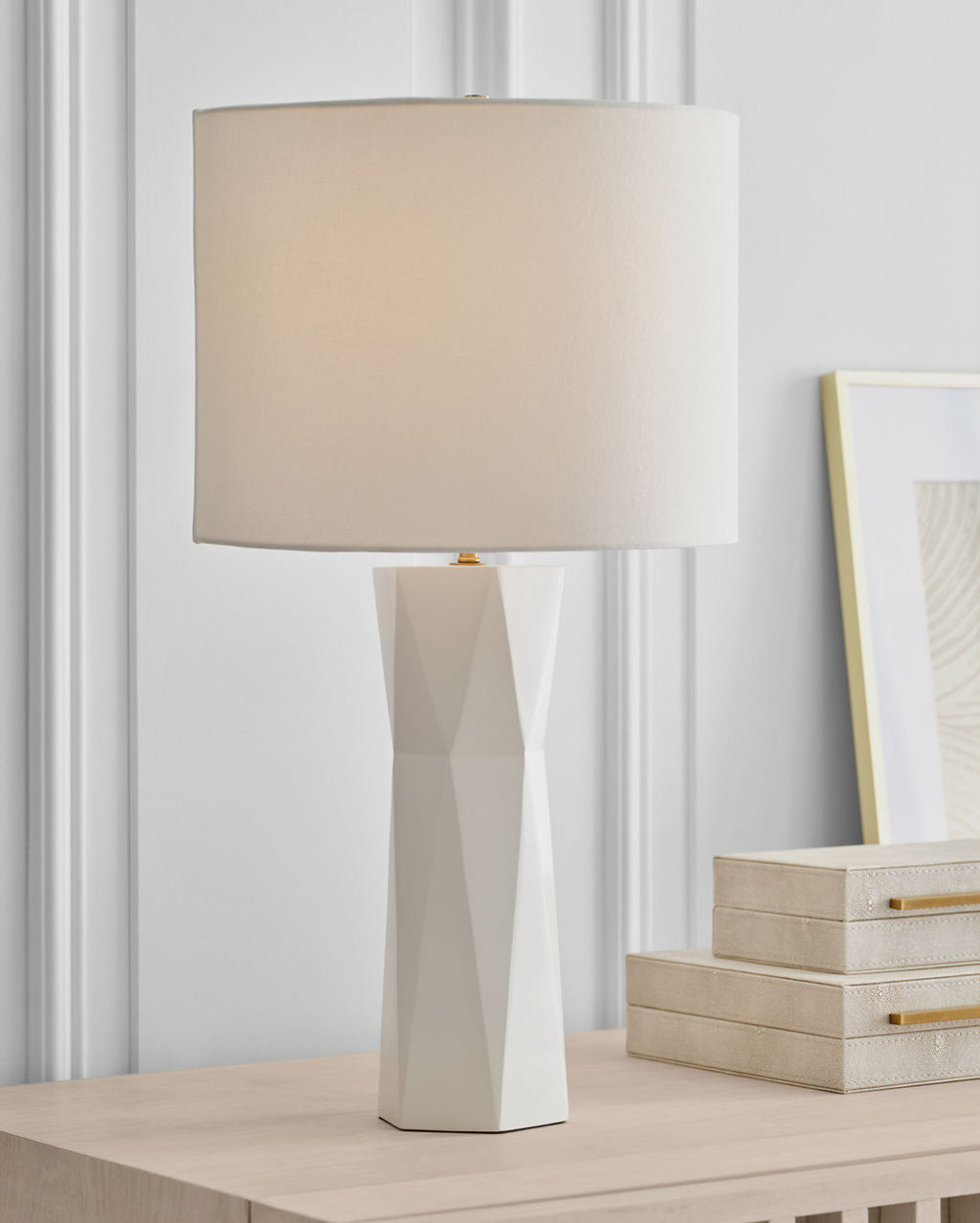 Fernwood Medium Table Lamp Gloss White Bulbs Inc