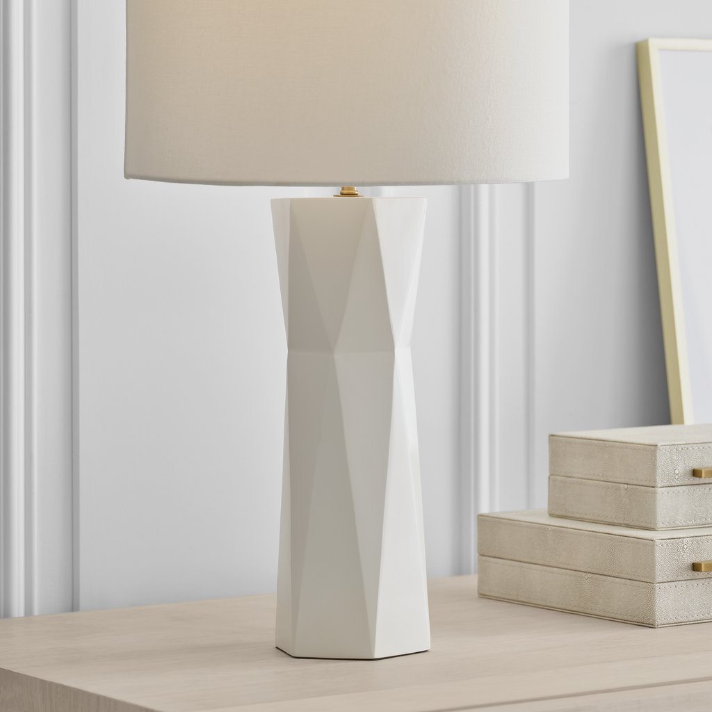 Fernwood Medium Table Lamp Gloss White Bulbs Inc