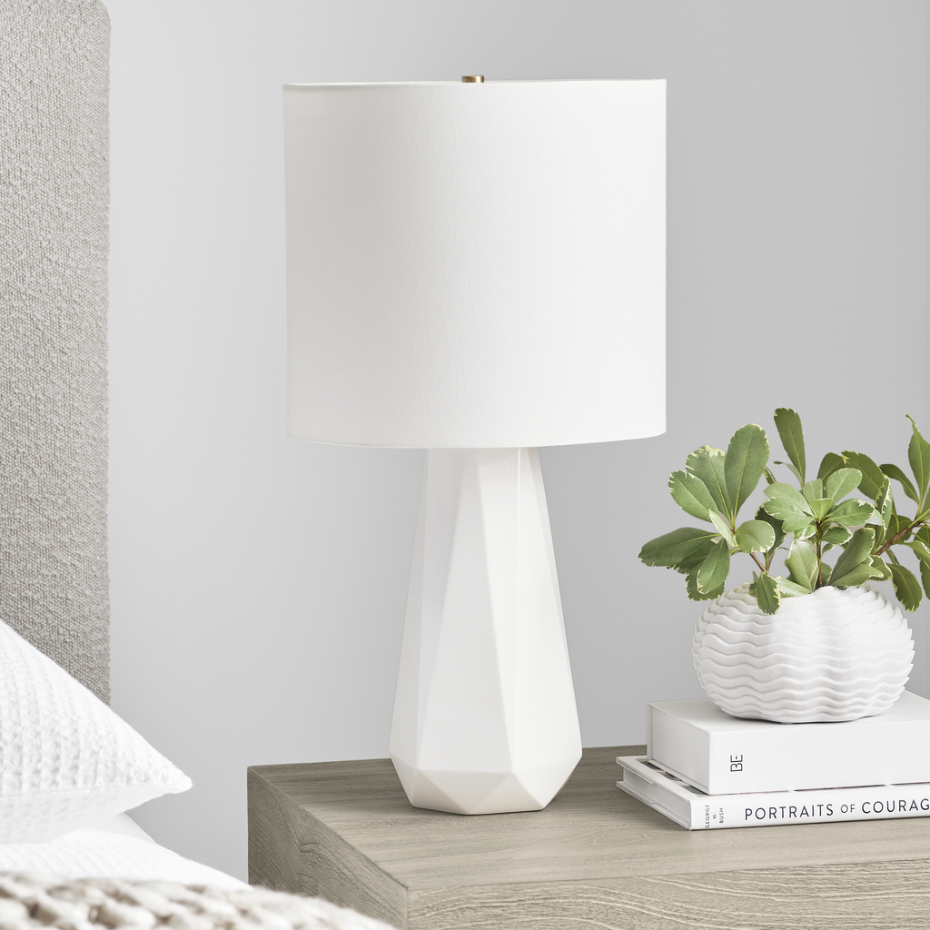 Moresby Medium Table Lamp Gloss White Bulbs Inc