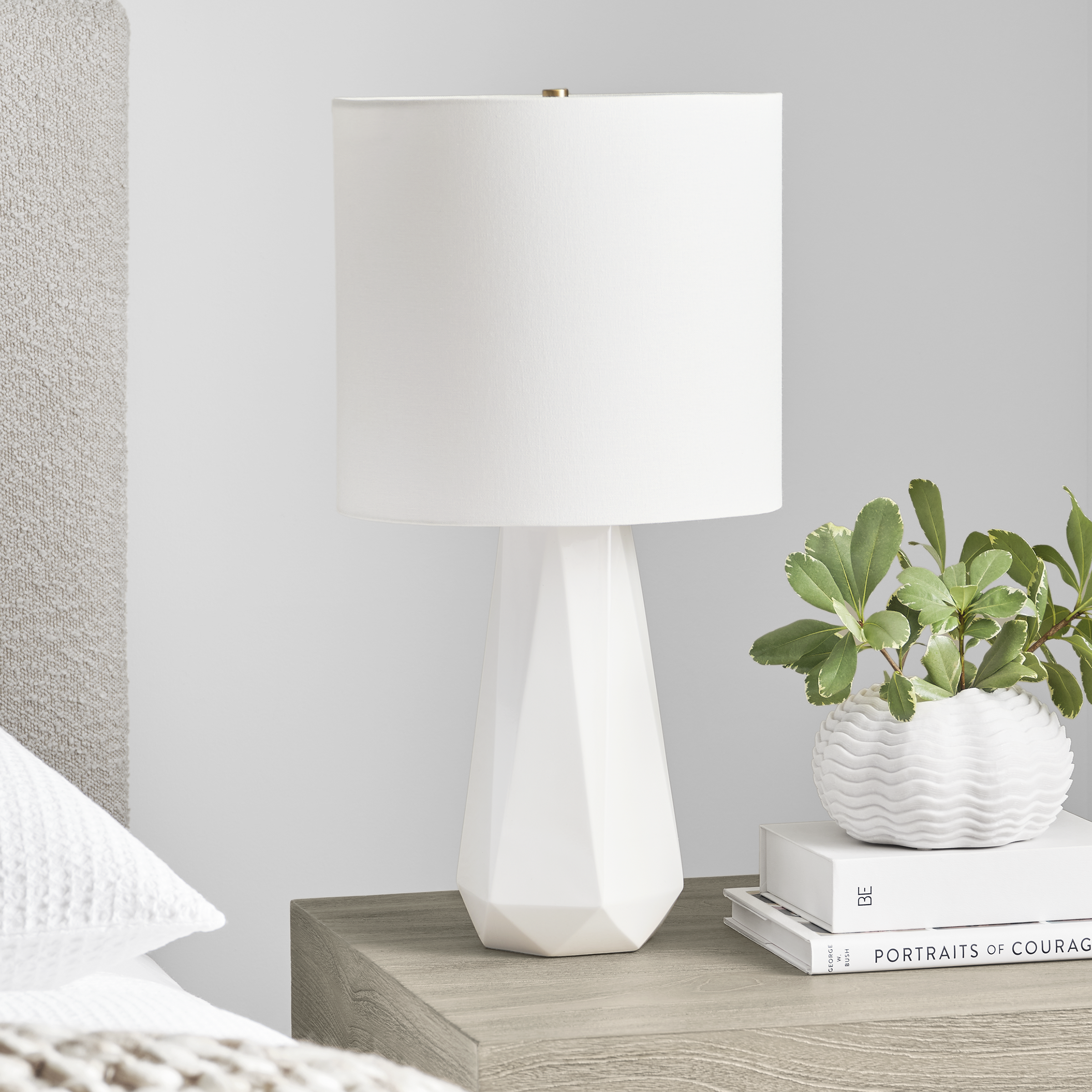 Moresby Medium Table Lamp Gloss White Bulbs Inc