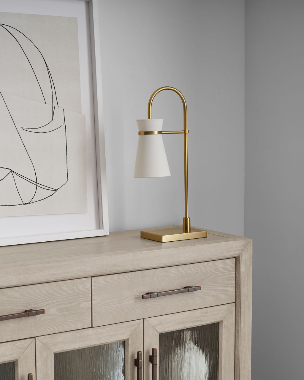 Binx Medium Task Table Lamp Satin Brass Bulbs Inc