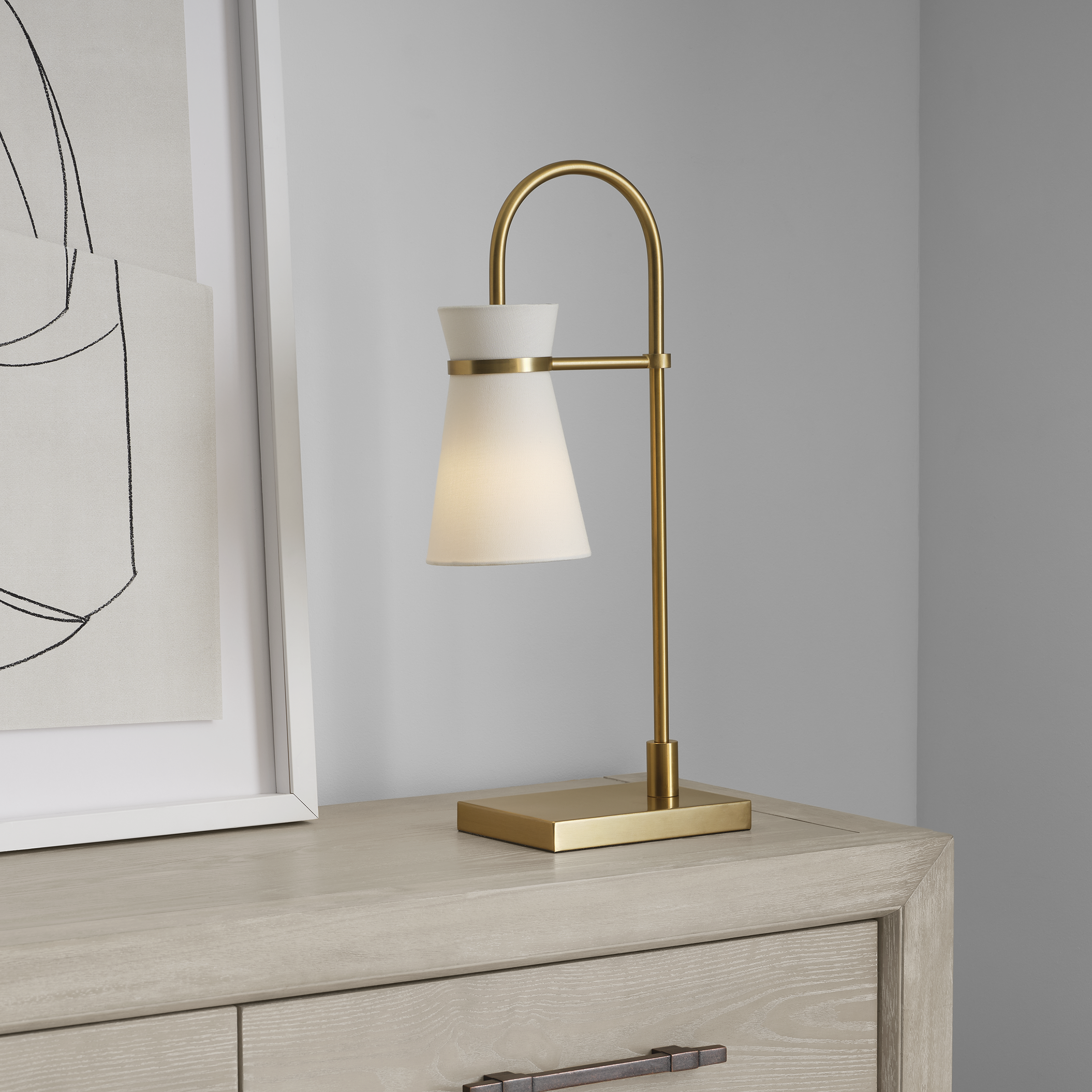 Binx Medium Task Table Lamp Satin Brass Bulbs Inc
