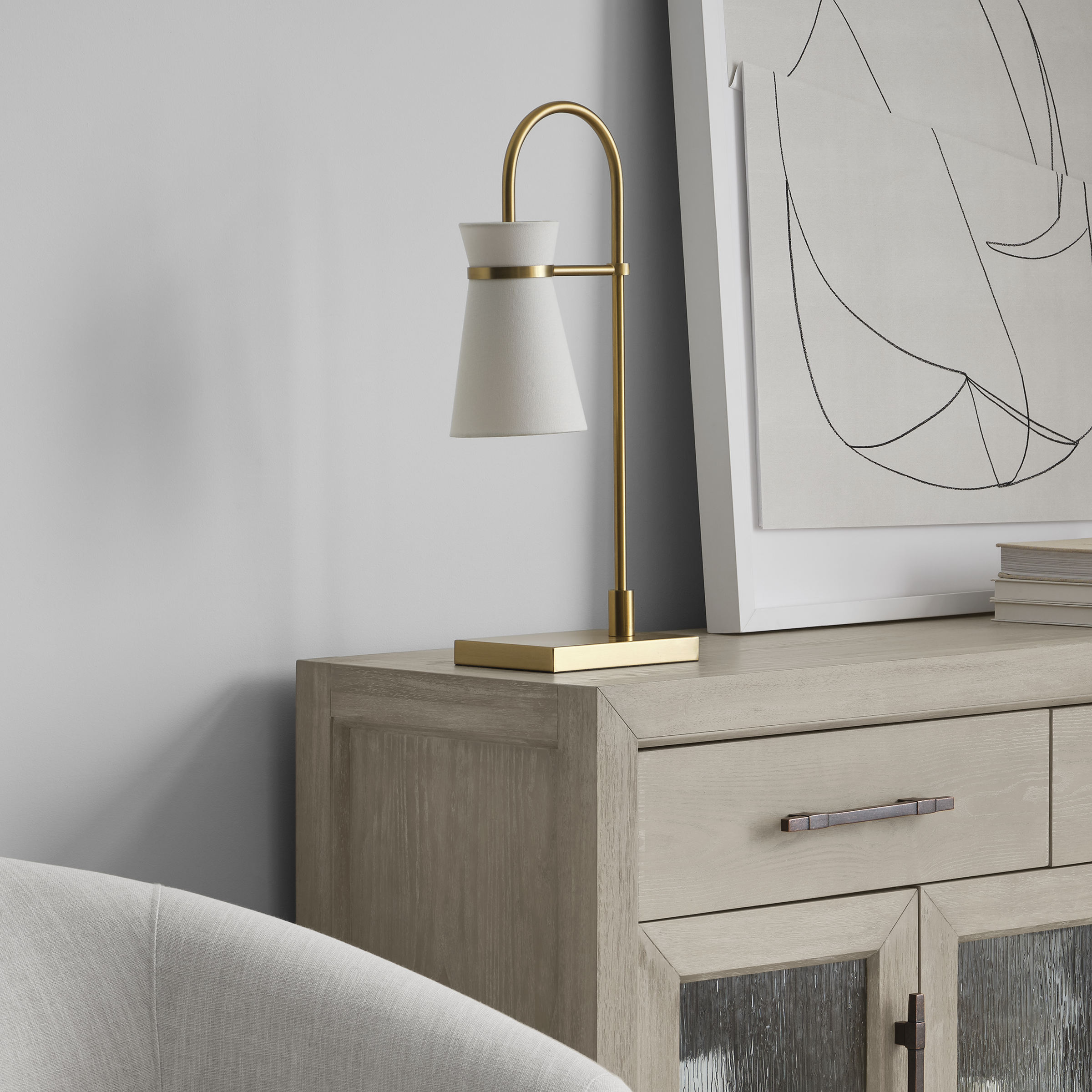 Binx Medium Task Table Lamp Satin Brass Bulbs Inc