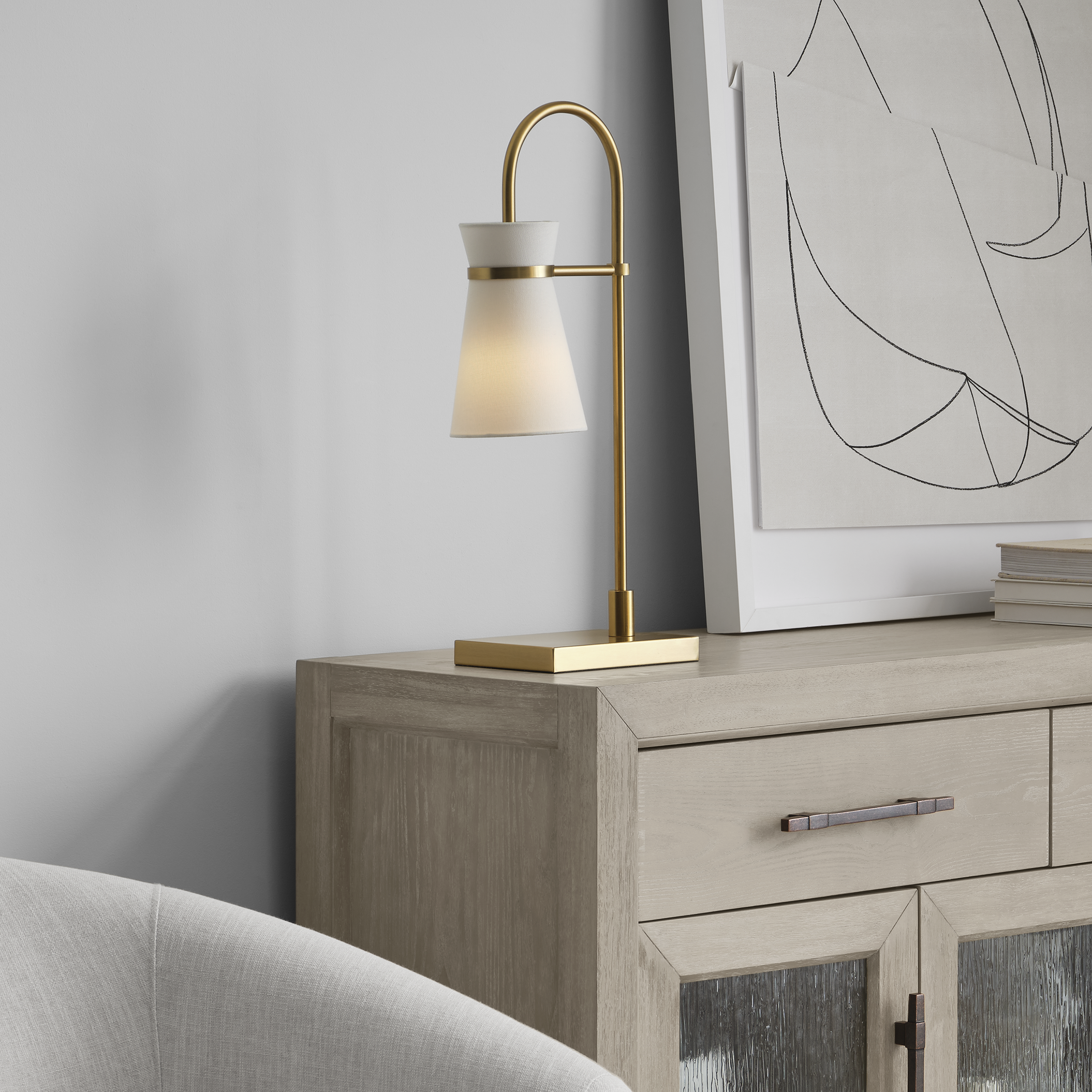 Binx Medium Task Table Lamp Satin Brass Bulbs Inc