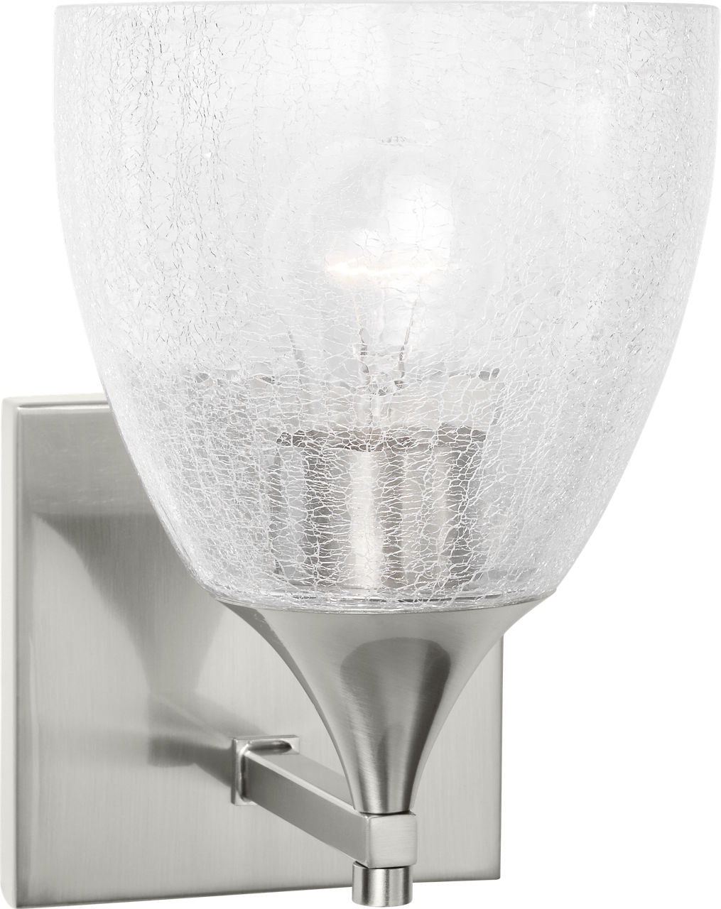 Toffino 1-Light Bath Sconce | Brushed Nickel | Clear Crackle Glass