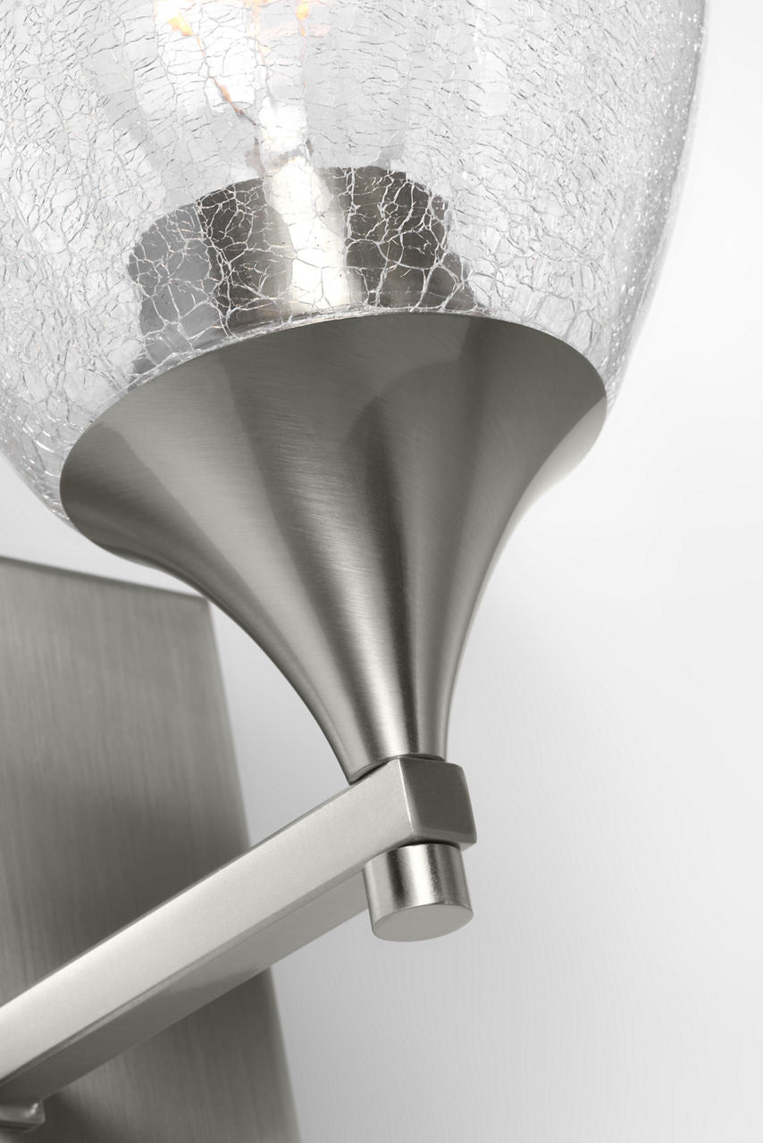 Toffino 1-Light Bath Sconce | Brushed Nickel | Clear Crackle Glass