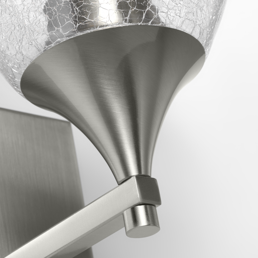 Toffino 1-Light Bath Sconce | Brushed Nickel | Clear Crackle Glass