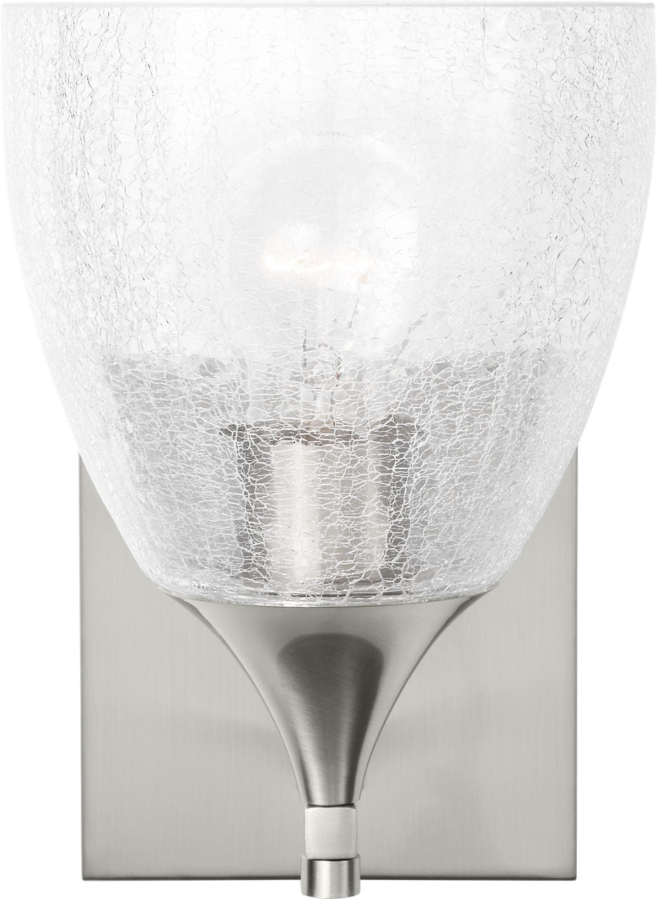 Toffino 1-Light Bath Sconce | Brushed Nickel | Clear Crackle Glass