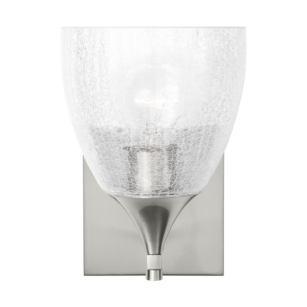 Toffino 1-Light Bath Sconce | Brushed Nickel | Clear Crackle Glass