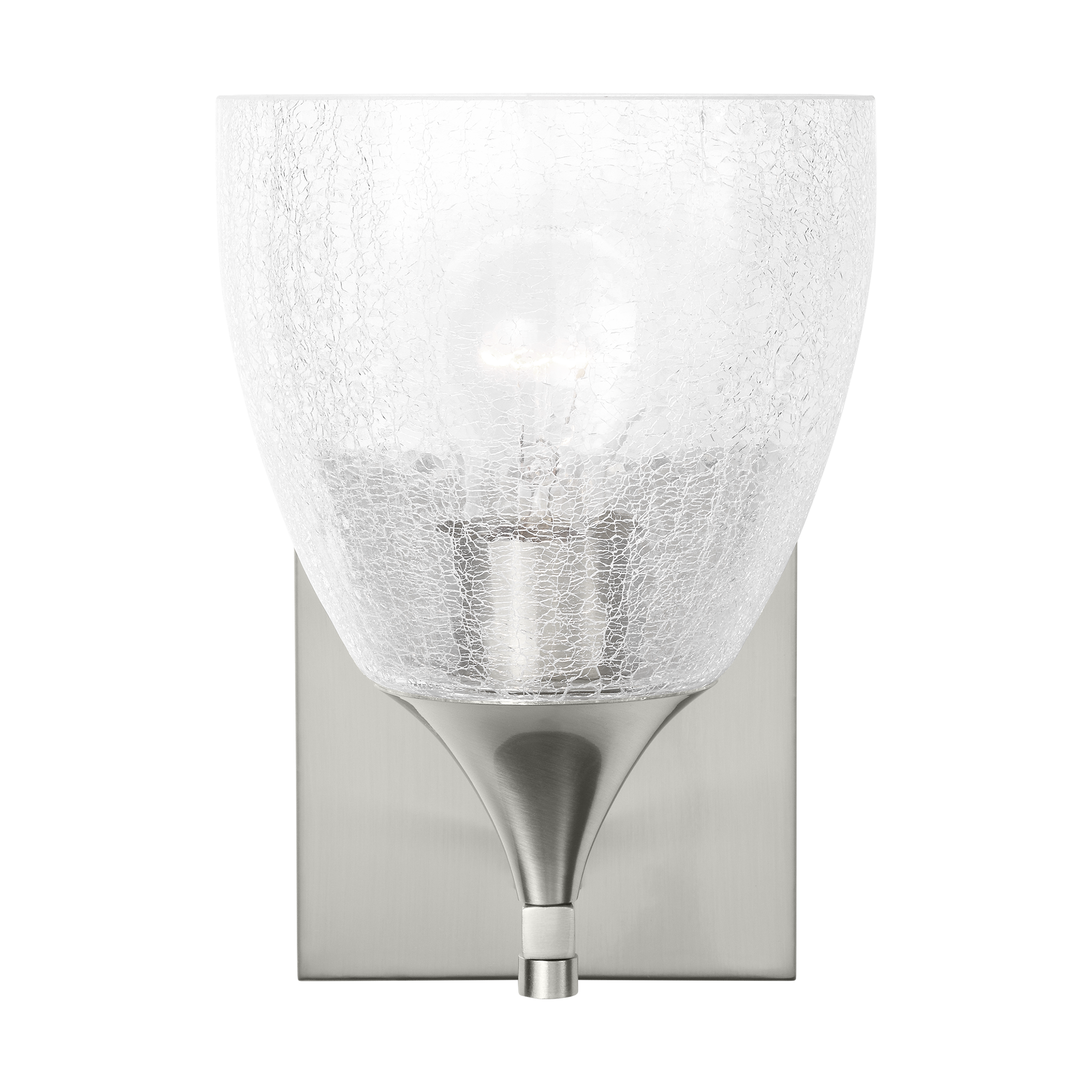 Toffino 1-Light Bath Sconce | Brushed Nickel | Clear Crackle Glass