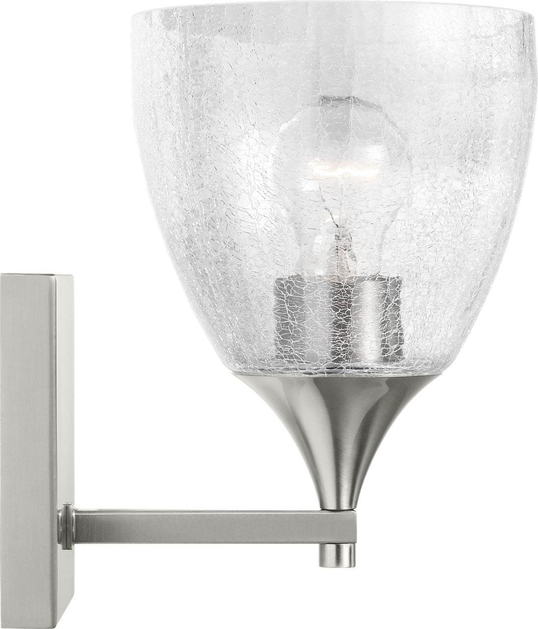 Toffino 1-Light Bath Sconce | Brushed Nickel | Clear Crackle Glass