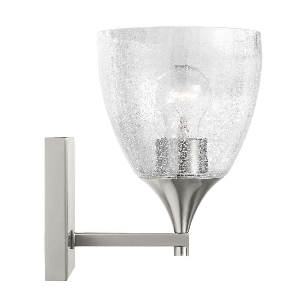 Toffino 1-Light Bath Sconce | Brushed Nickel | Clear Crackle Glass