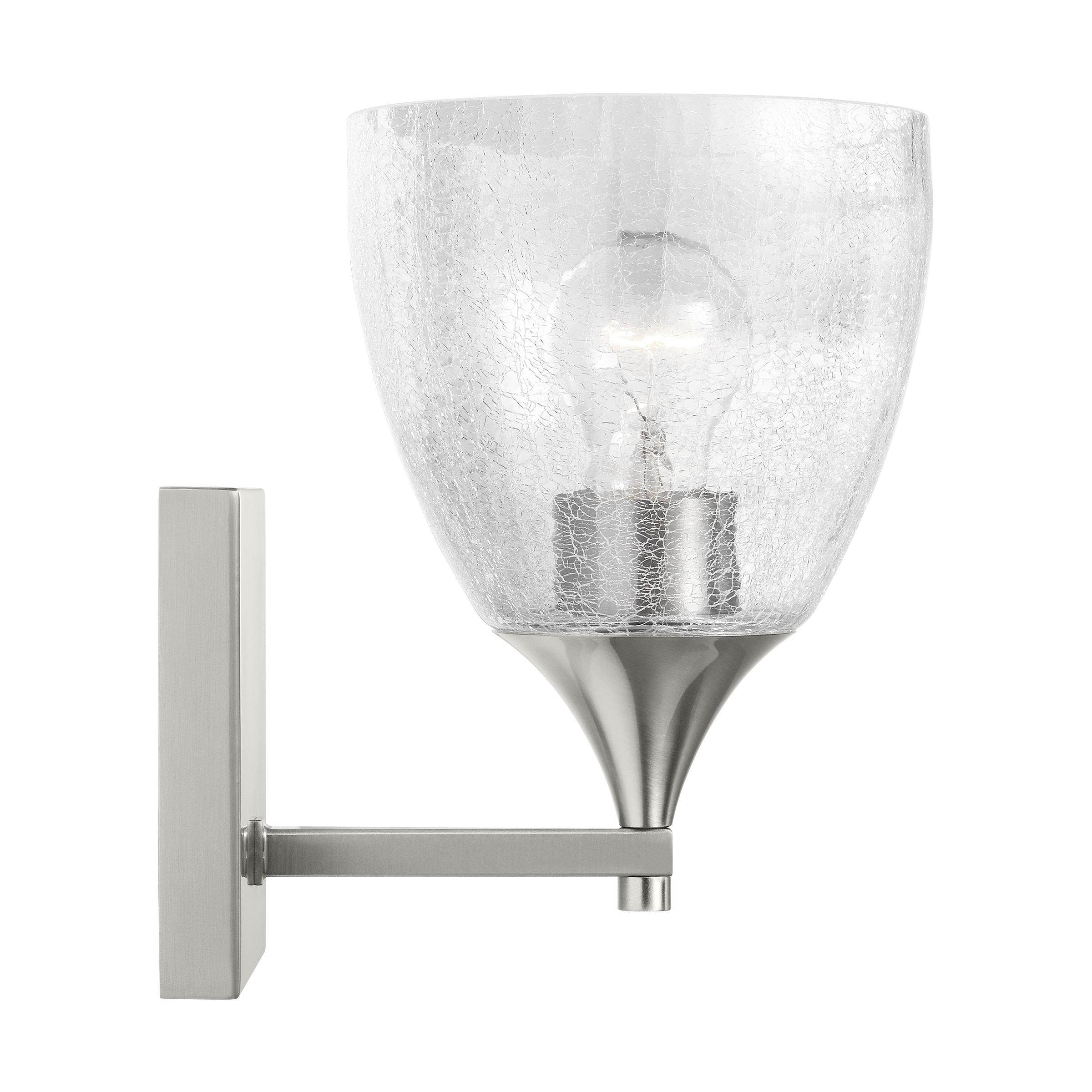 Toffino 1-Light Bath Sconce | Brushed Nickel | Clear Crackle Glass