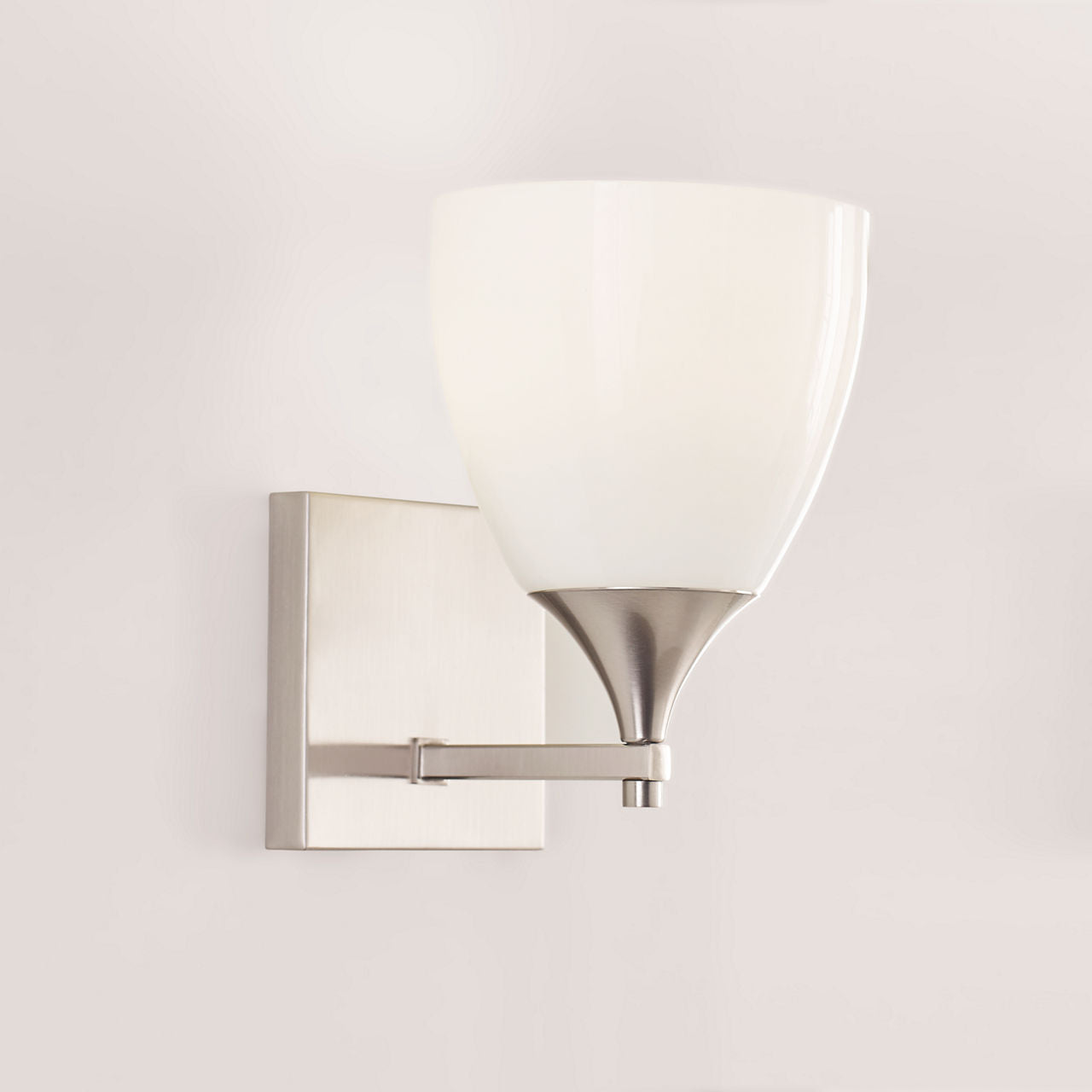 Toffino 1-Light Bath Sconce | Brushed Steel | Milk Glass