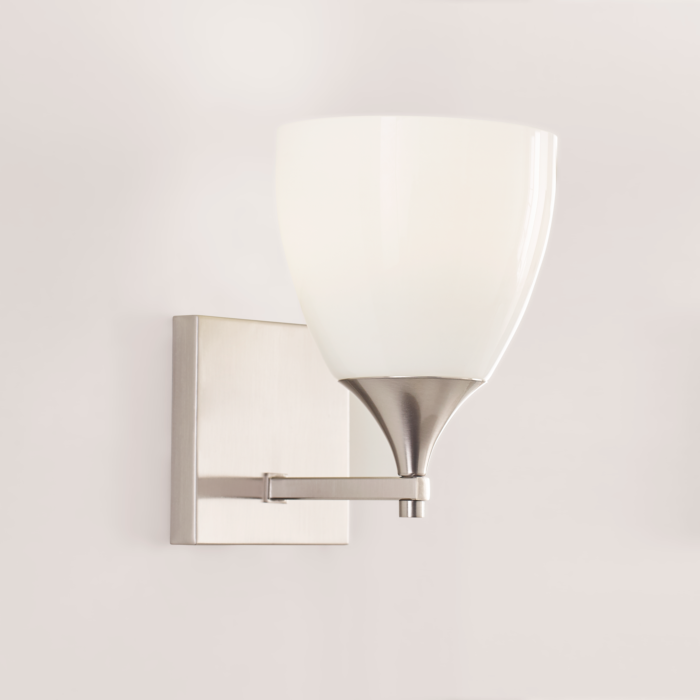 Toffino 1-Light Bath Sconce | Brushed Steel | Milk Glass