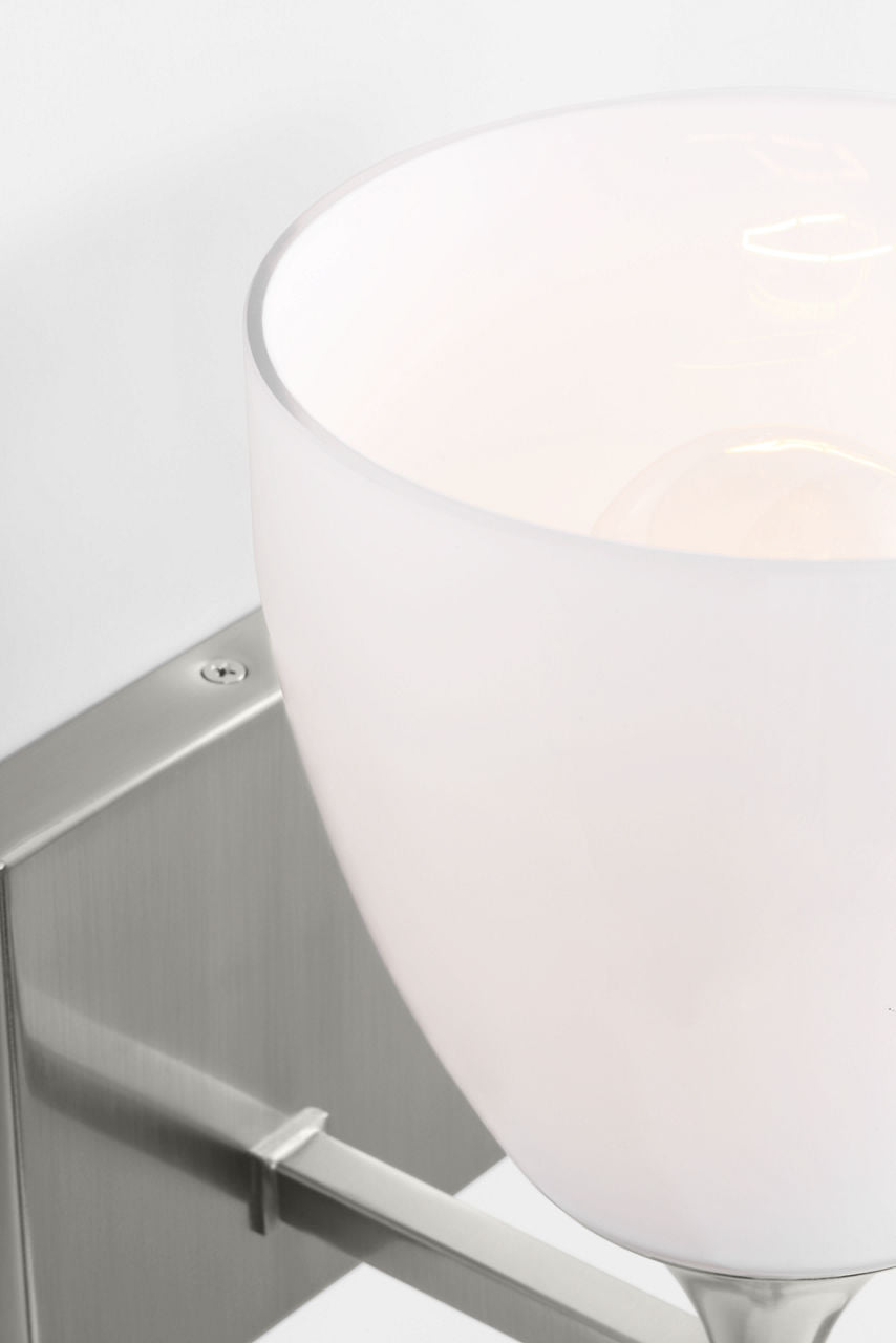 Toffino 1-Light Bath Sconce | Brushed Steel | Milk Glass