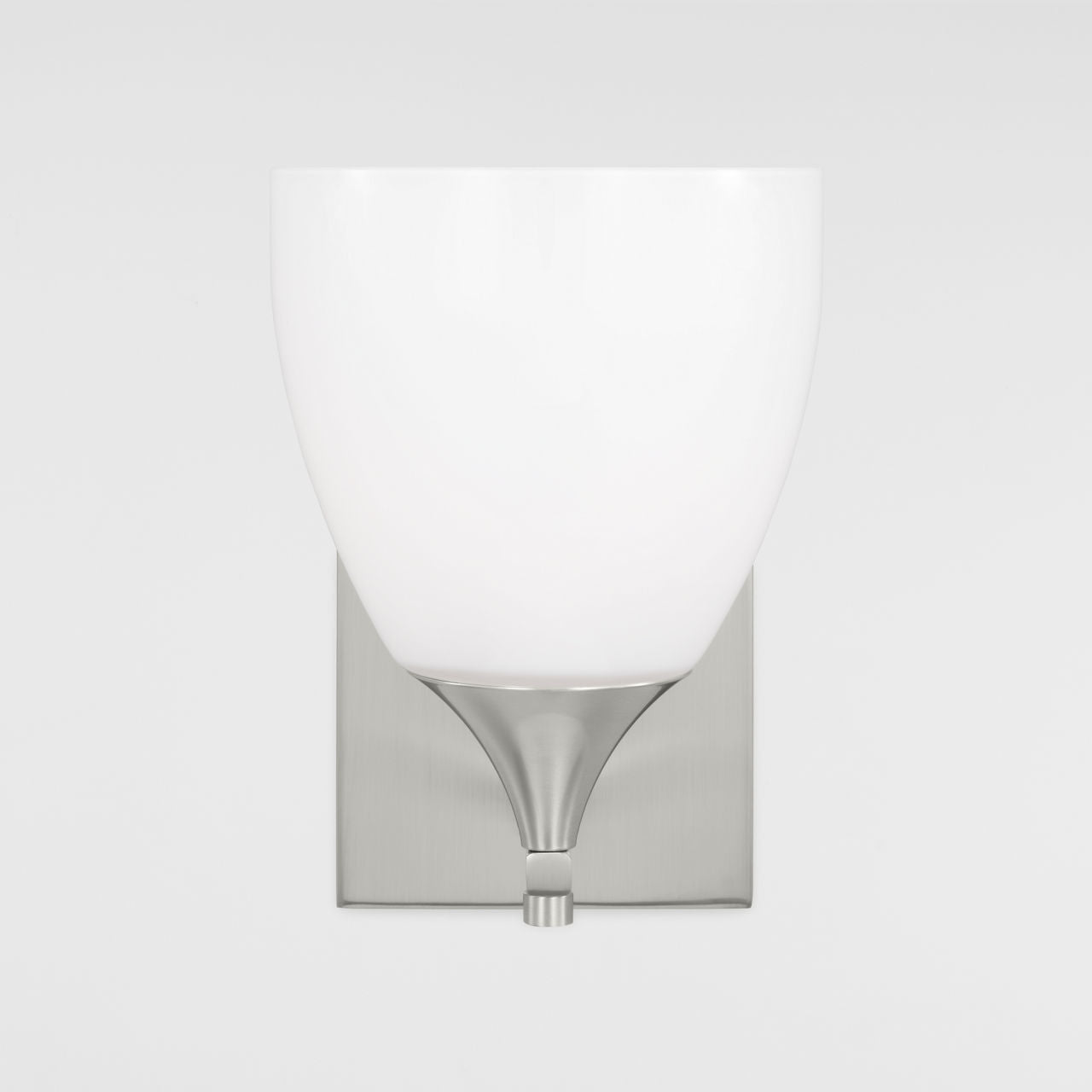 Toffino 1-Light Bath Sconce | Brushed Steel | Milk Glass