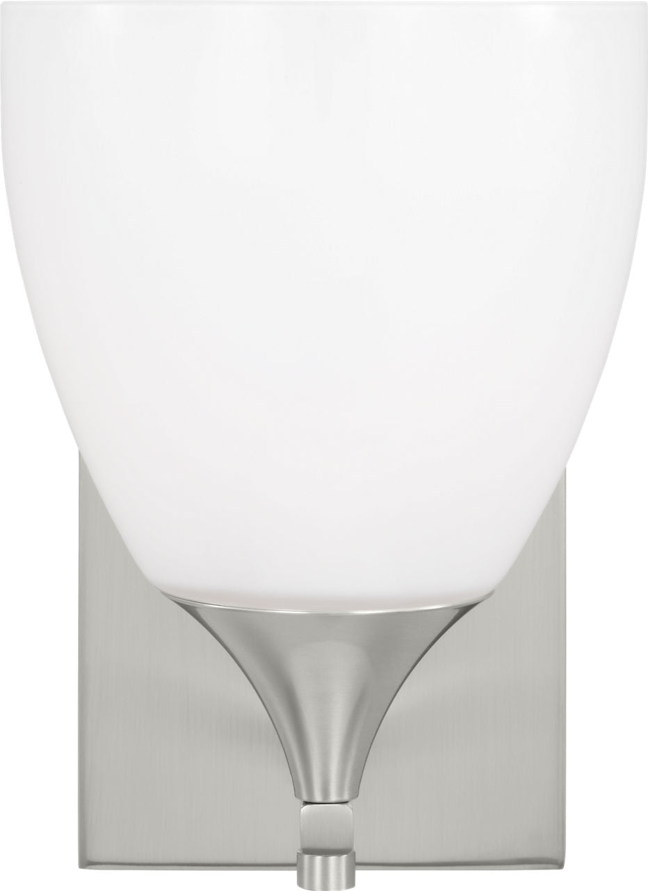Toffino 1-Light Bath Sconce | Brushed Steel | Milk Glass