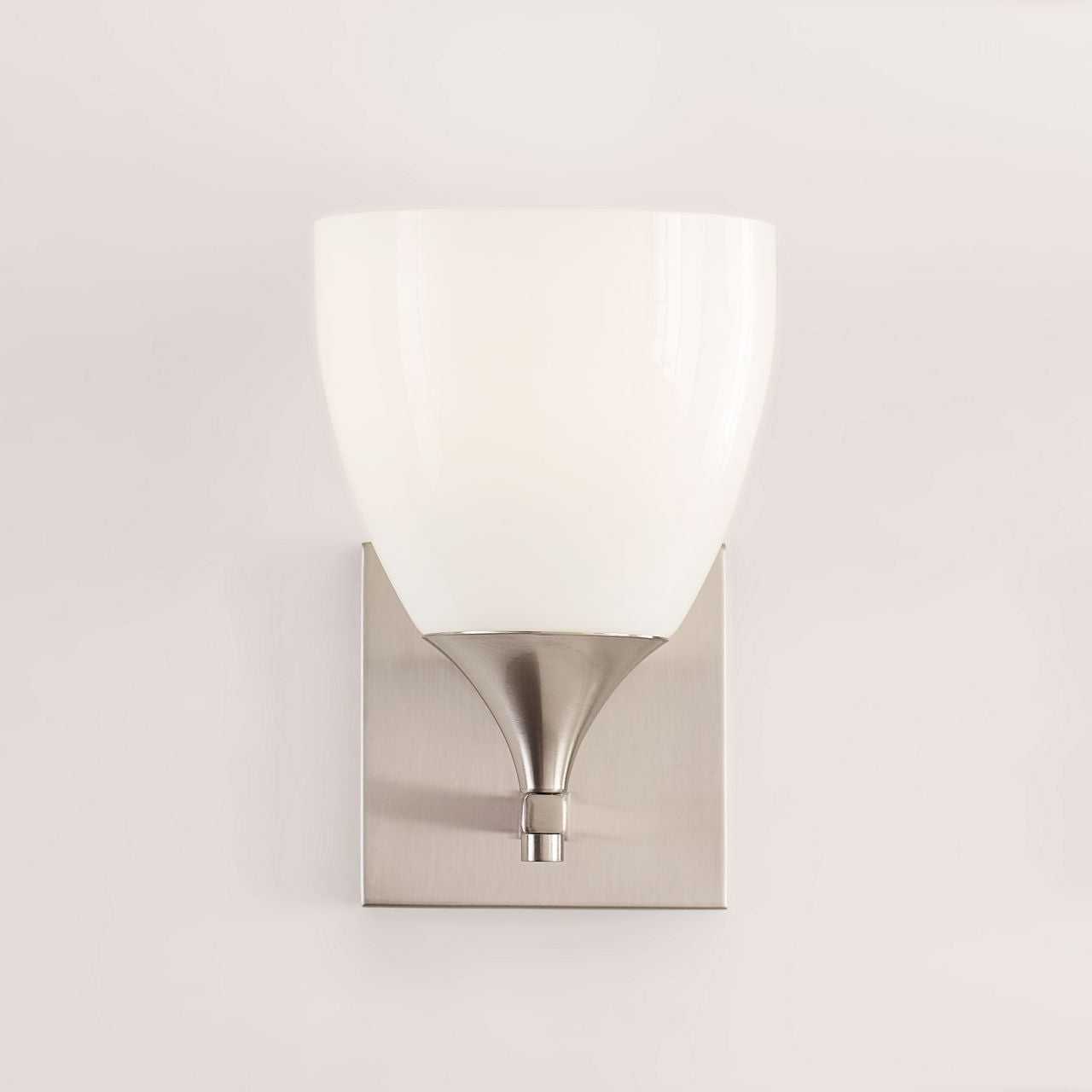 Toffino 1-Light Bath Sconce | Brushed Steel | Milk Glass