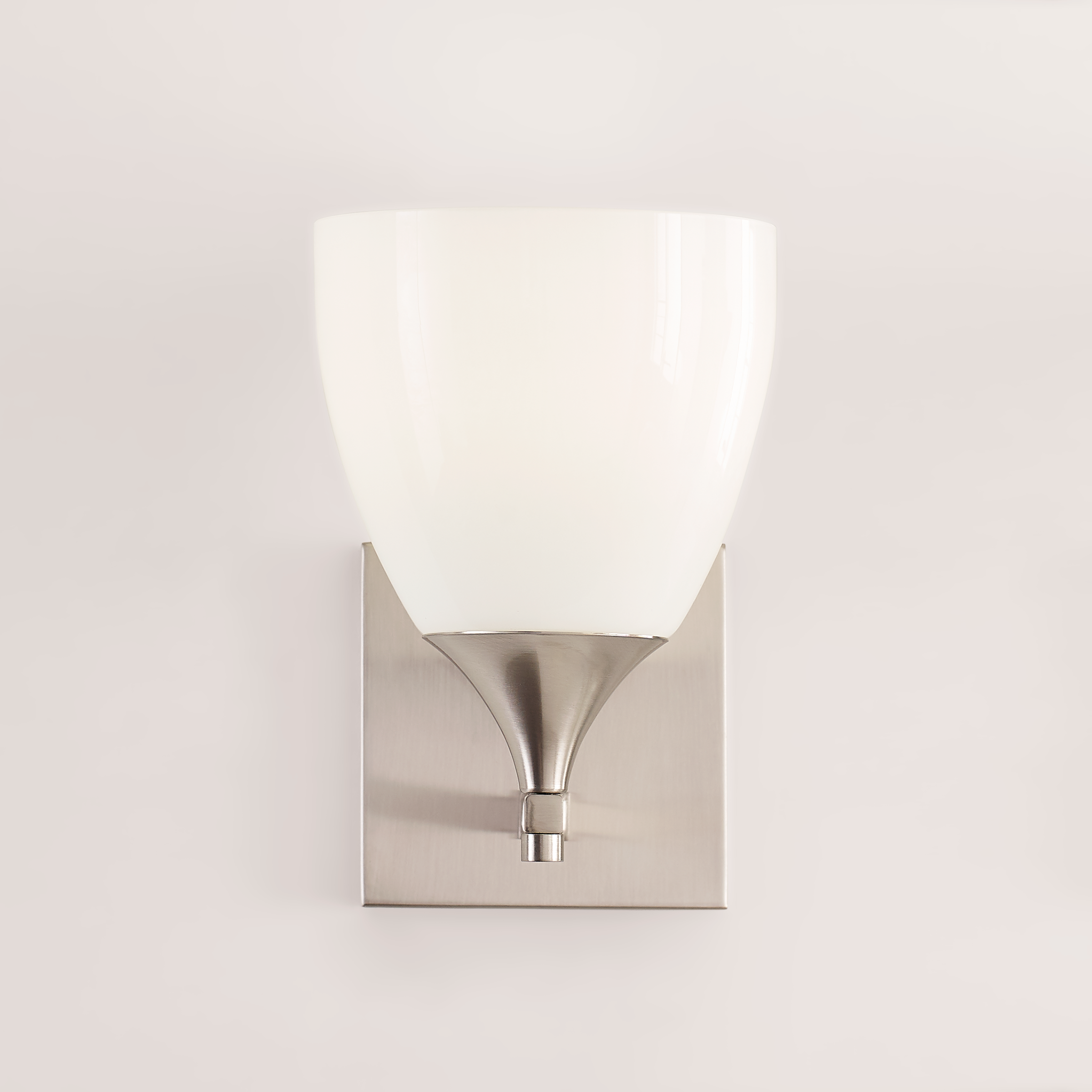 Toffino 1-Light Bath Sconce | Brushed Steel | Milk Glass