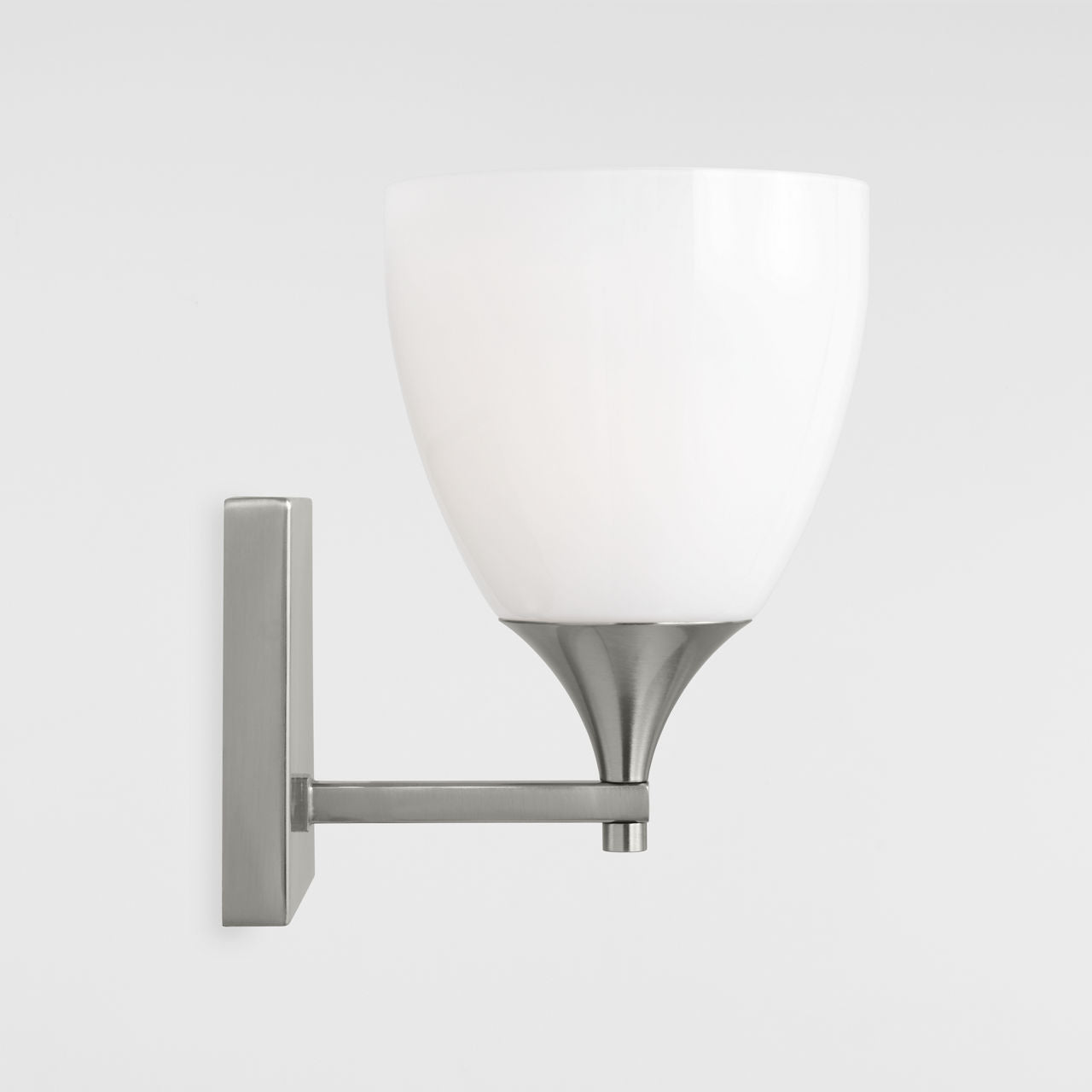 Toffino 1-Light Bath Sconce | Brushed Steel | Milk Glass