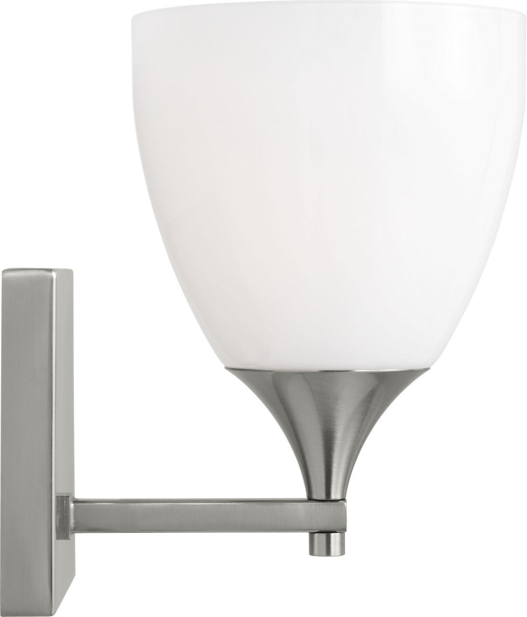 Toffino 1-Light Bath Sconce | Brushed Steel | Milk Glass