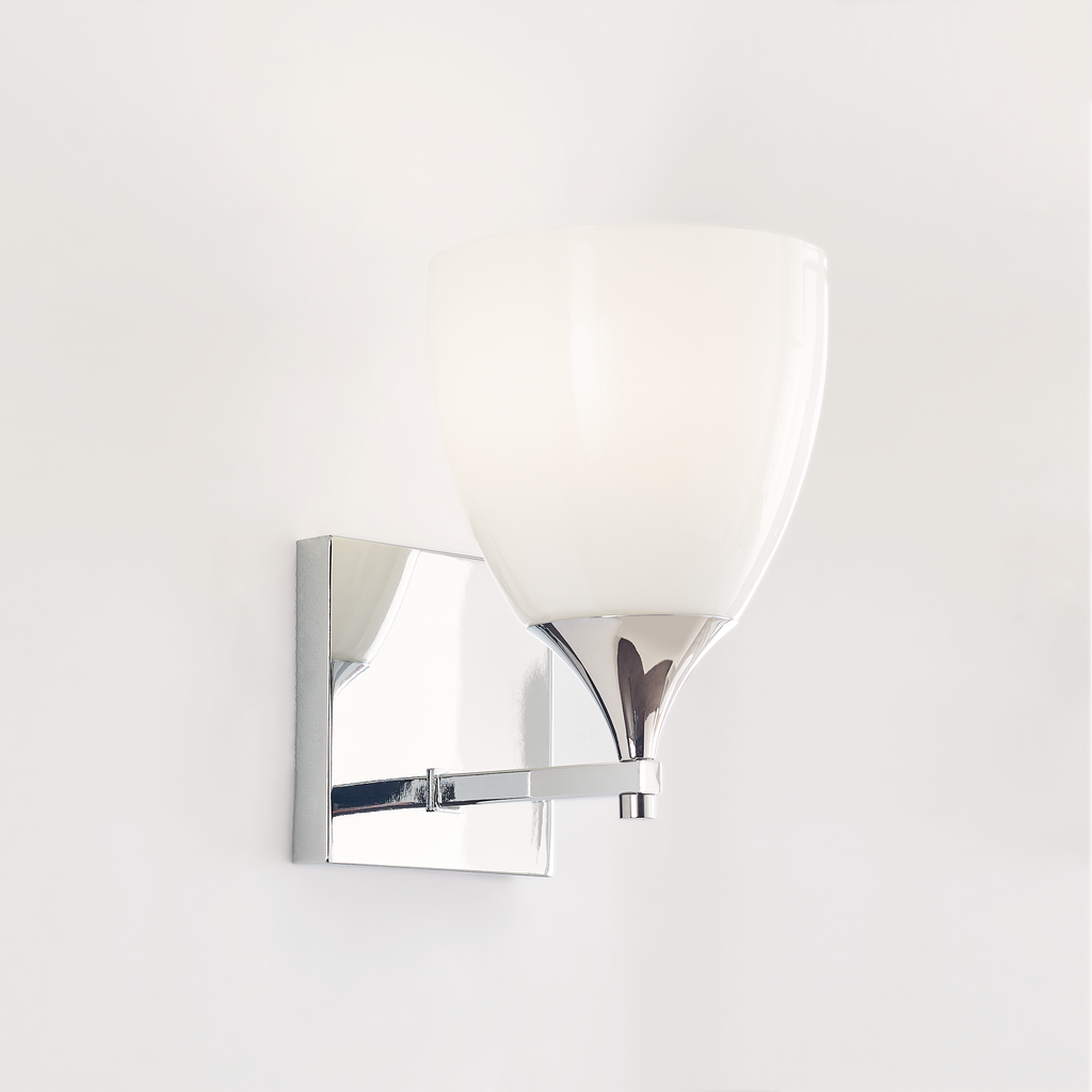 Toffino 1-Light Bath Sconce | Chrome | Milk Glass