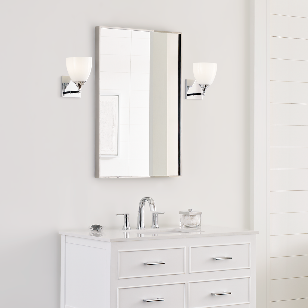 Toffino 1-Light Bath Sconce | Chrome | Milk Glass