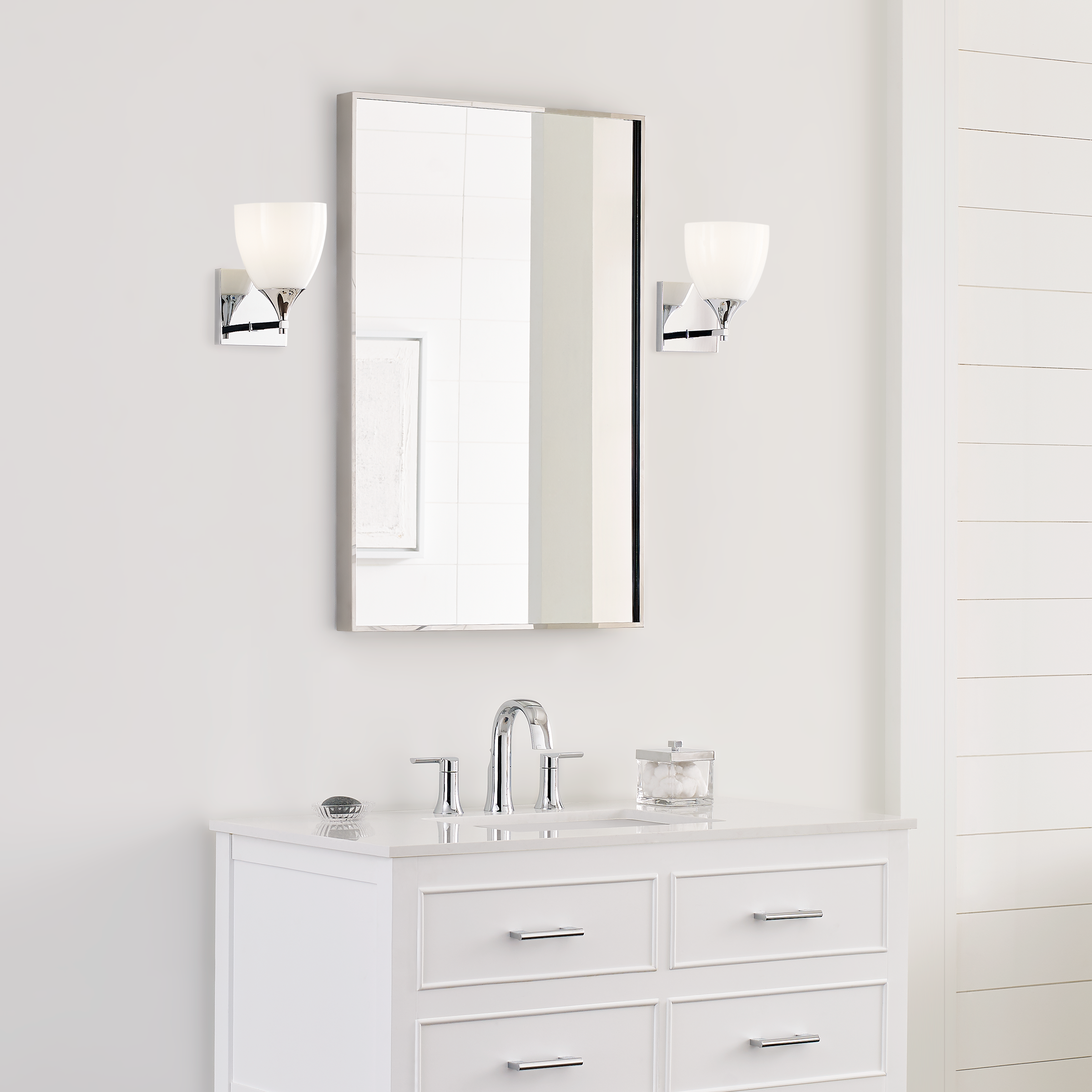 Toffino 1-Light Bath Sconce | Chrome | Milk Glass