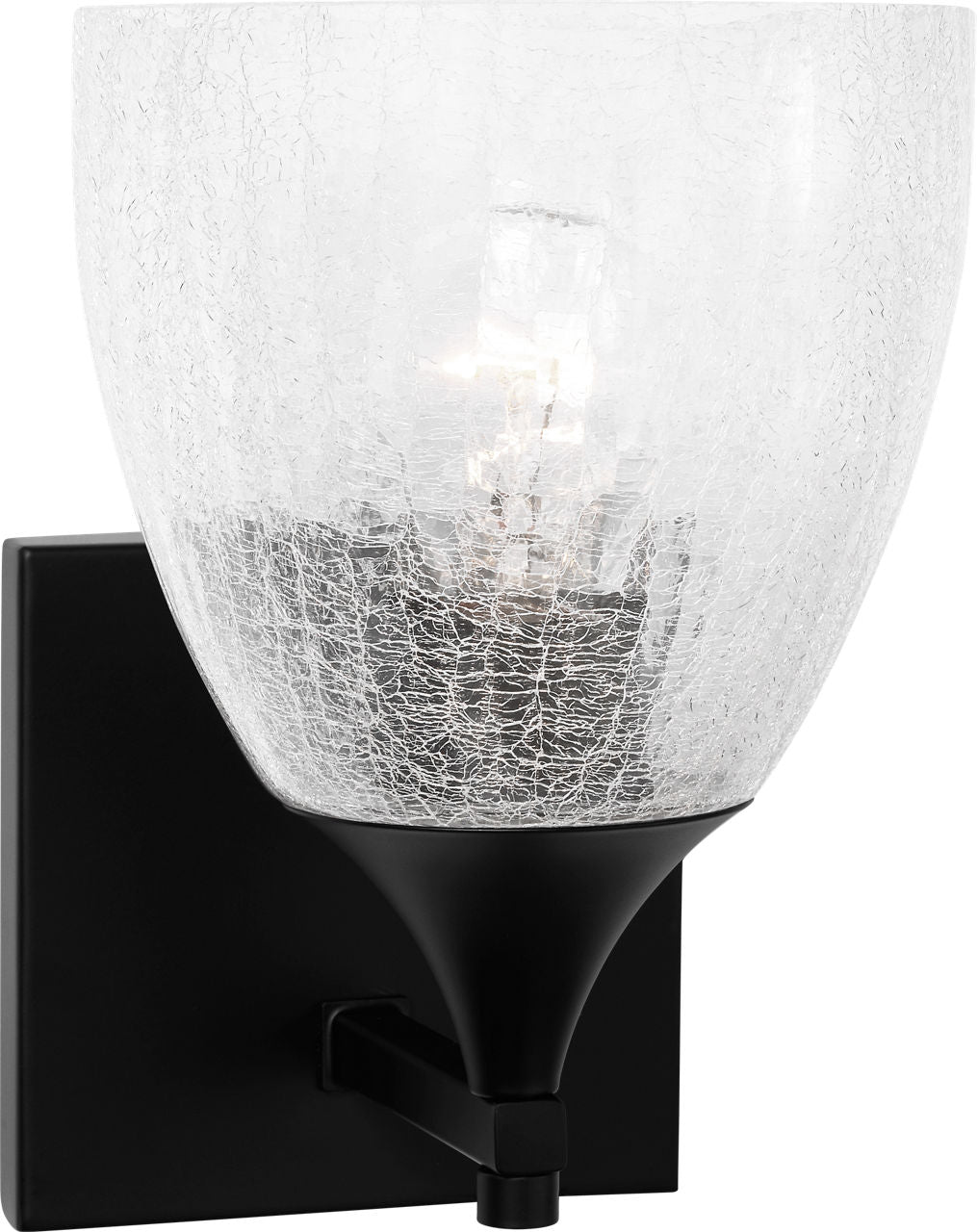 Toffino 1-Light Bath Sconce | Midnight Black | Clear Crackle Glass