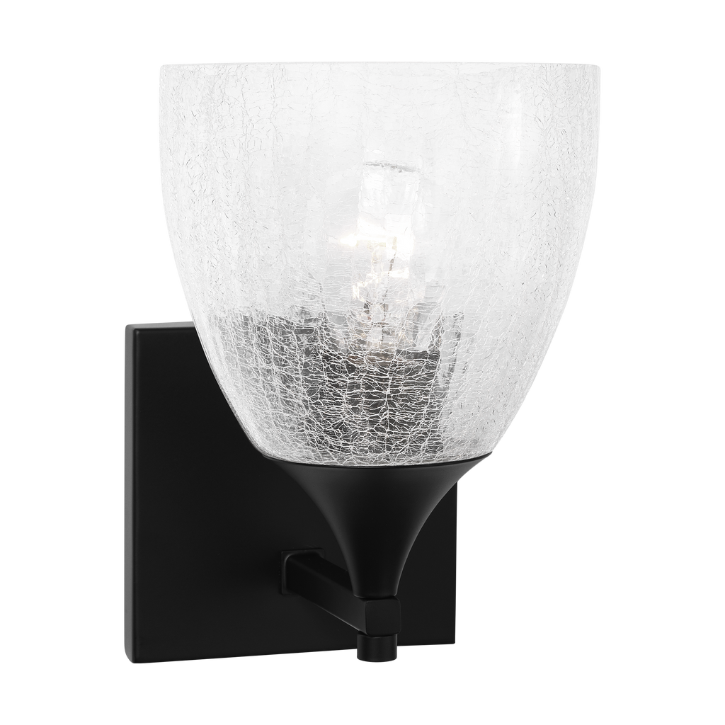 Toffino 1-Light Bath Sconce | Midnight Black | Clear Crackle Glass