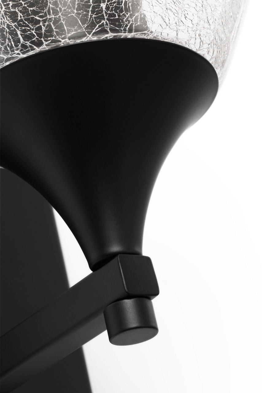 Toffino 1-Light Bath Sconce | Midnight Black | Clear Crackle Glass